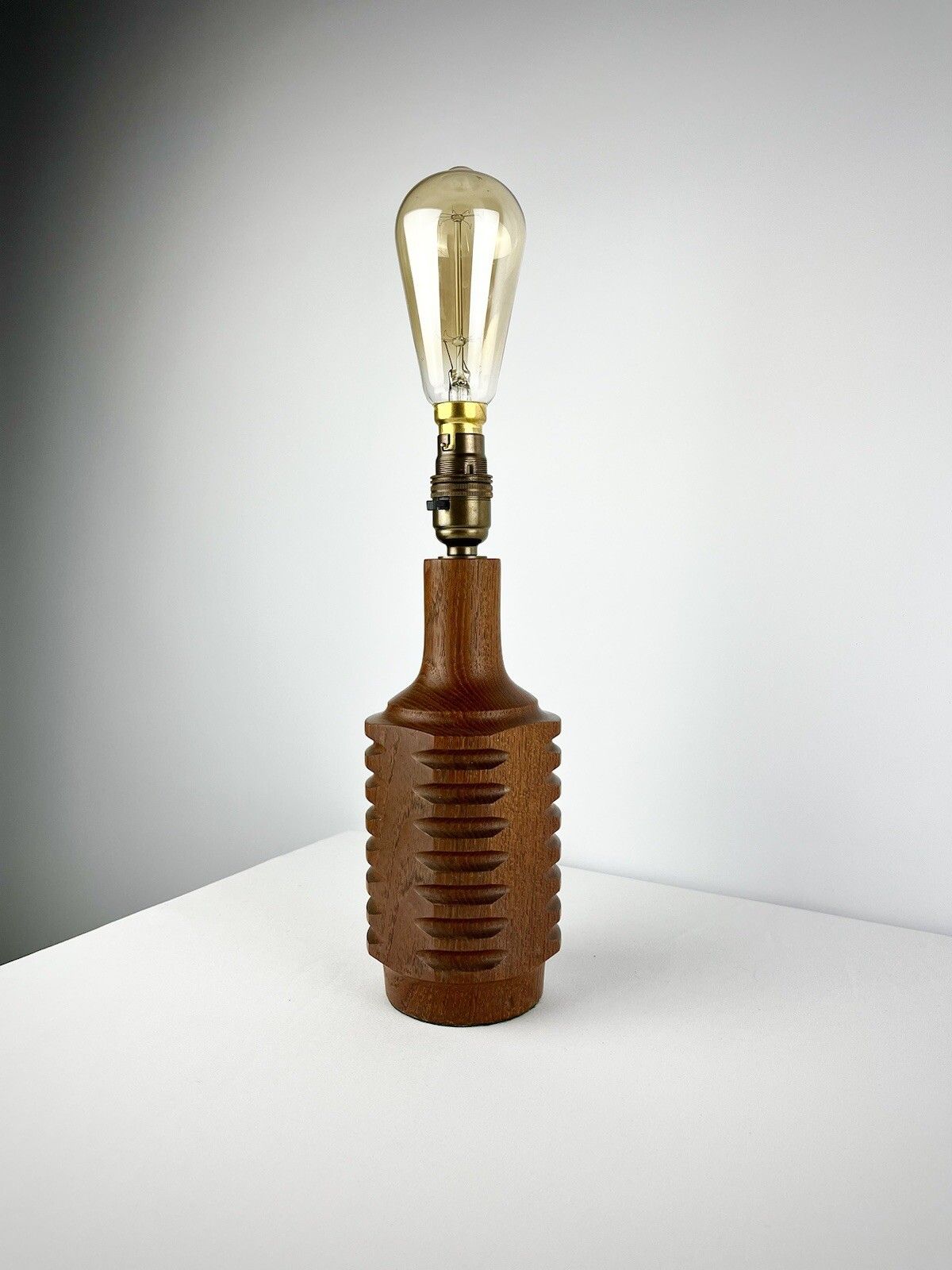 Stylish Faceted Teak Lamp Base, 1960s photo buy