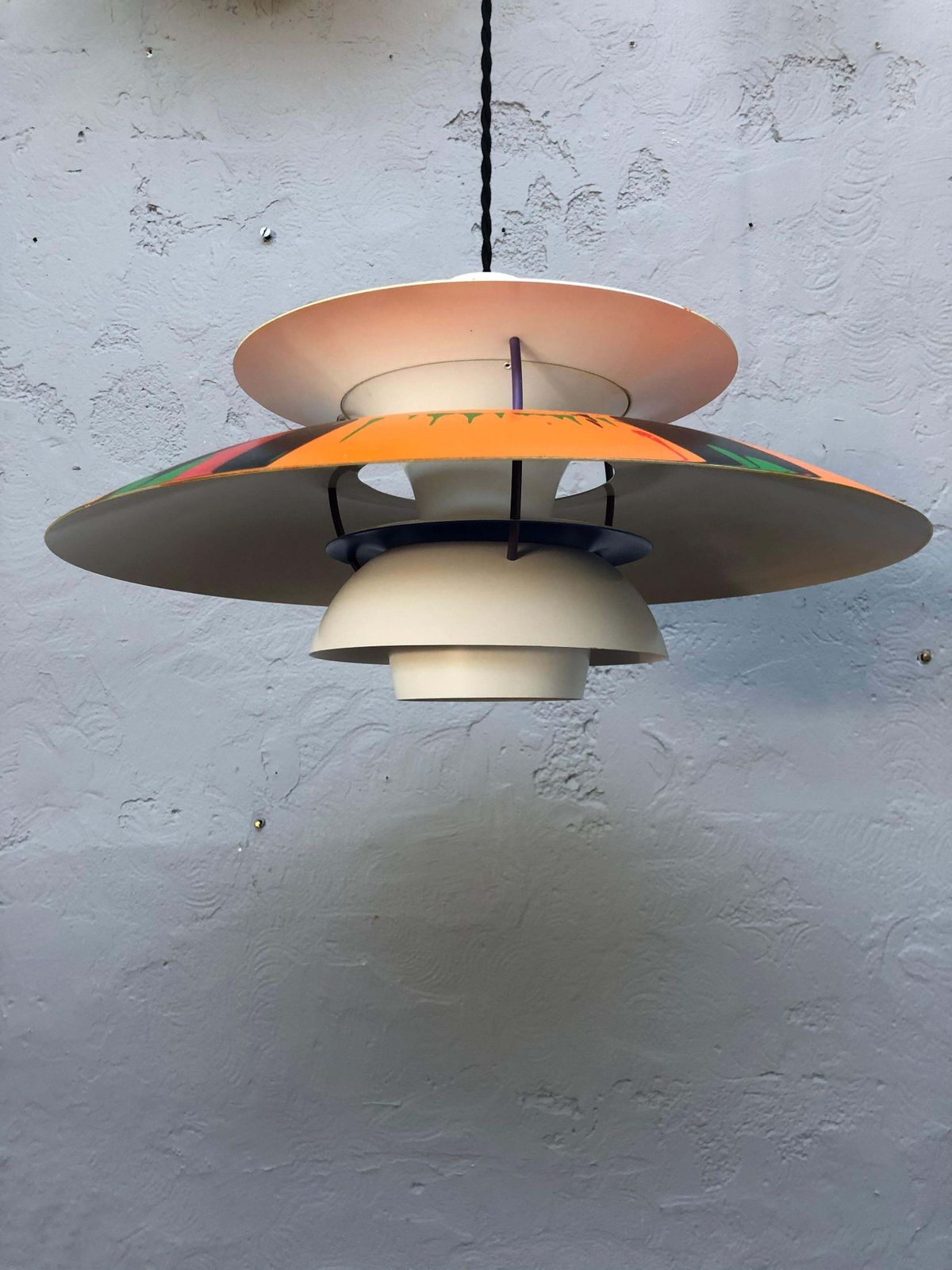 Iconic Vintage Ph5 Chandelier For Louis Poulsen Of Dk With Abstract Art Work photo Lighting