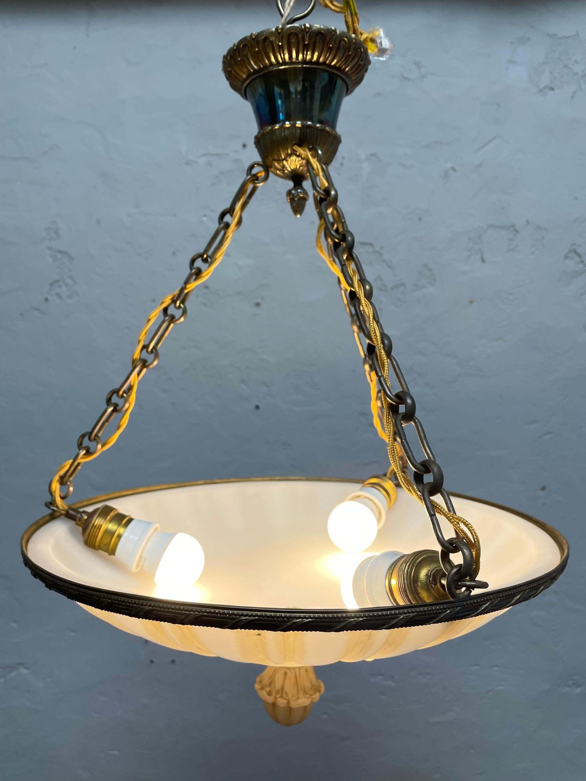 Antique Glass Alabaster Plafonnier Chandelier photo furniture