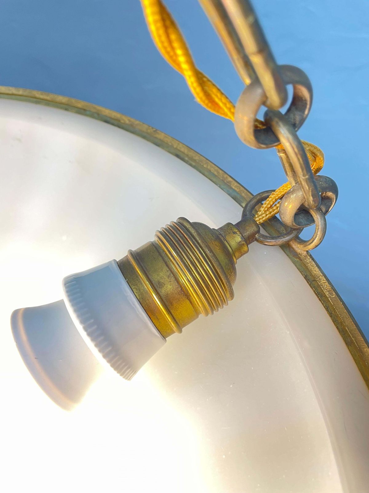 photo furniture Antique Glass Alabaster Plafonnier Chandelier