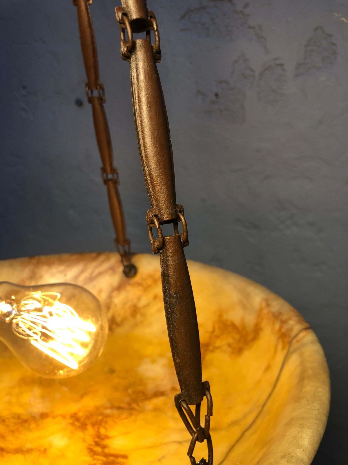 photo buy Antique Alabaster Plafonnier Chandelier