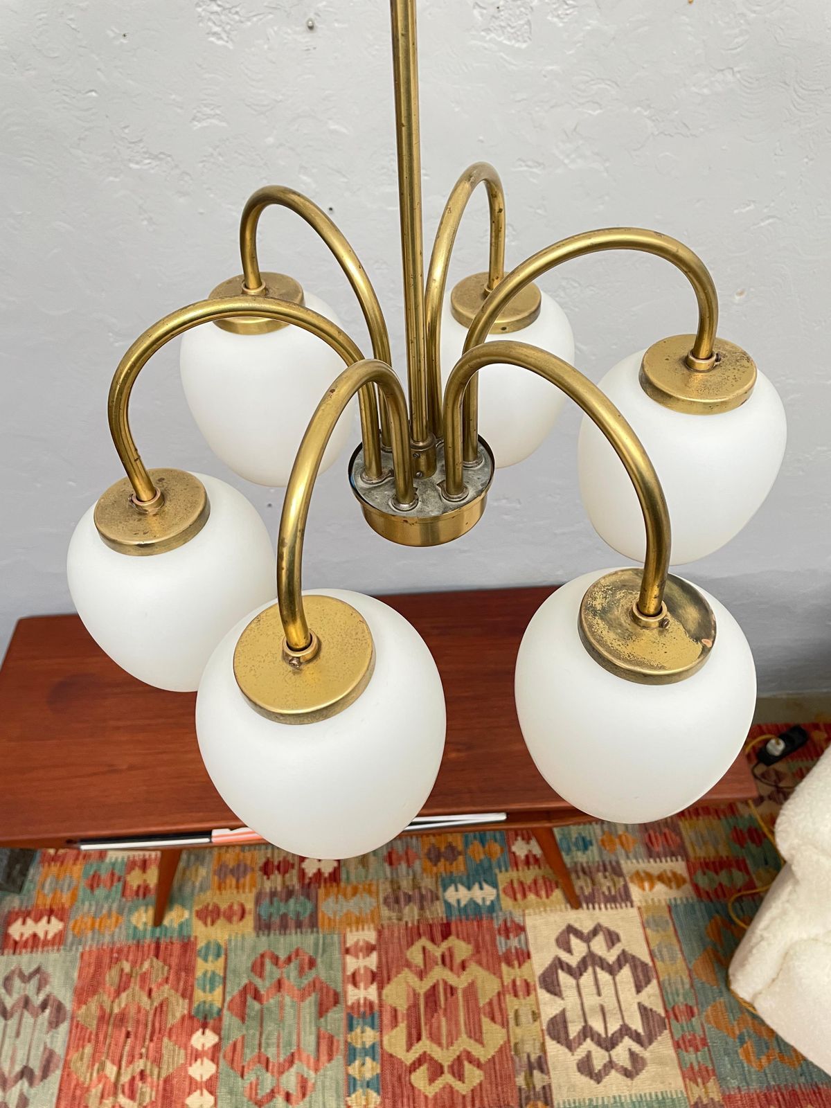 photo for sale Danish Modernist 6 Arm Chandelier Pendant By Lyfa