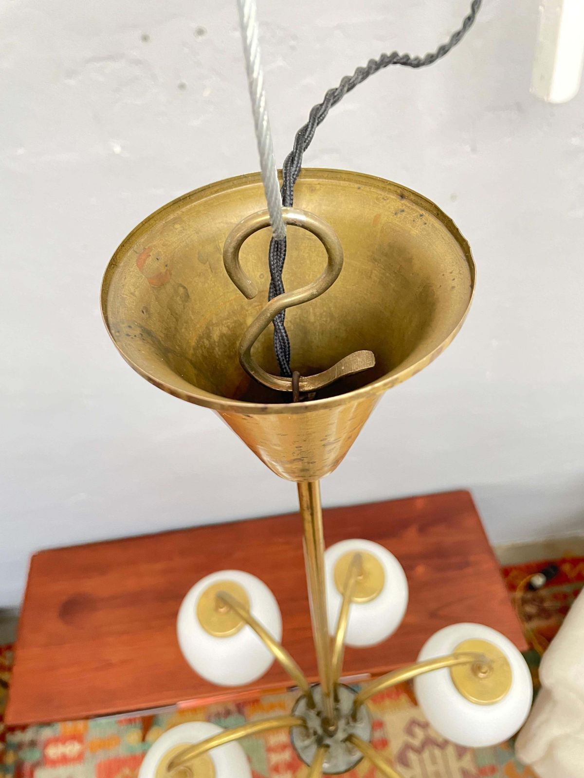 771.0 Danish Modernist 6 Arm Chandelier Pendant By Lyfa photo