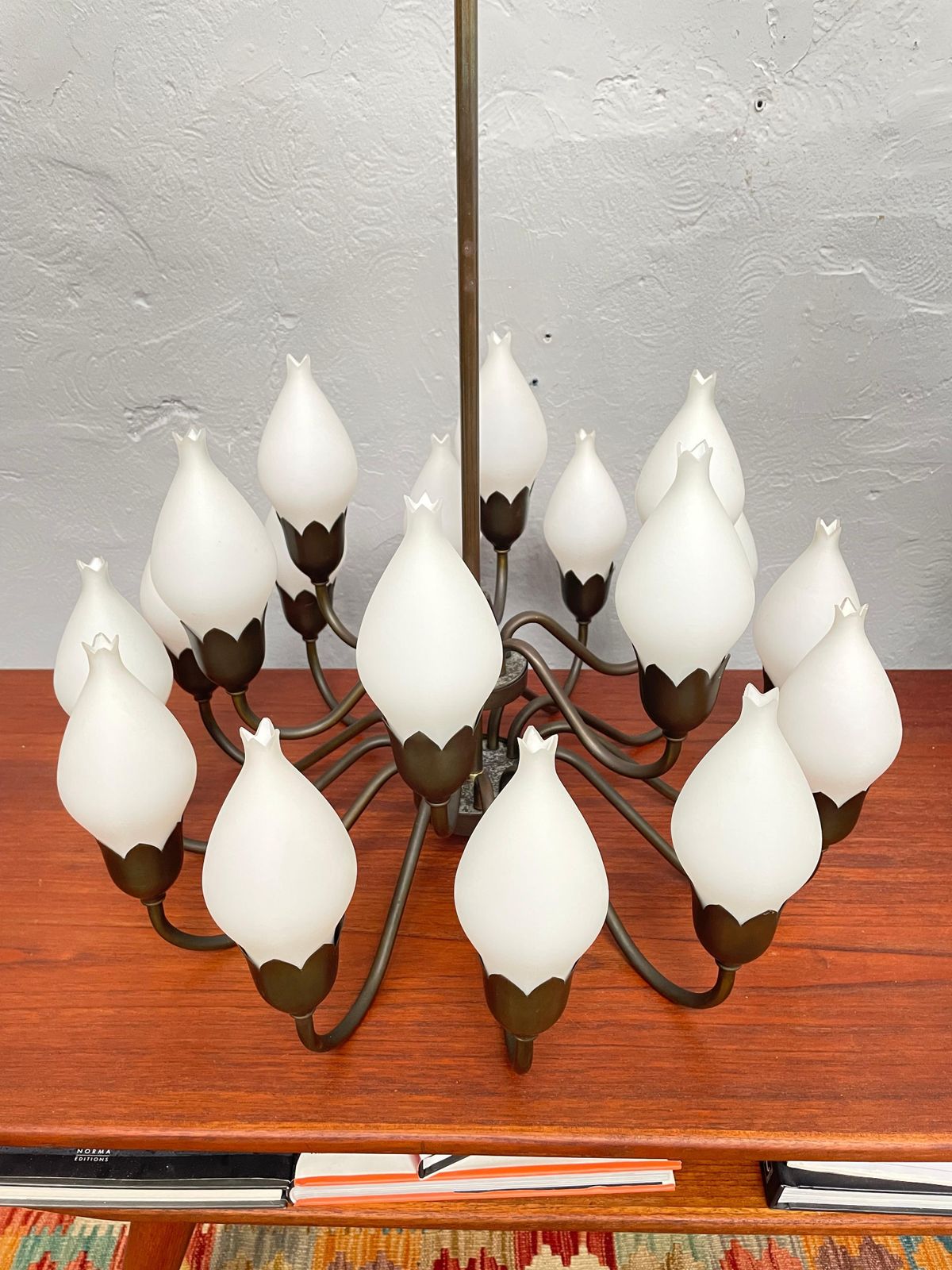 photo buy A Mid Century 18 Arm Tulip Pendant Chandelier By Fog And Mørup Of Denmark