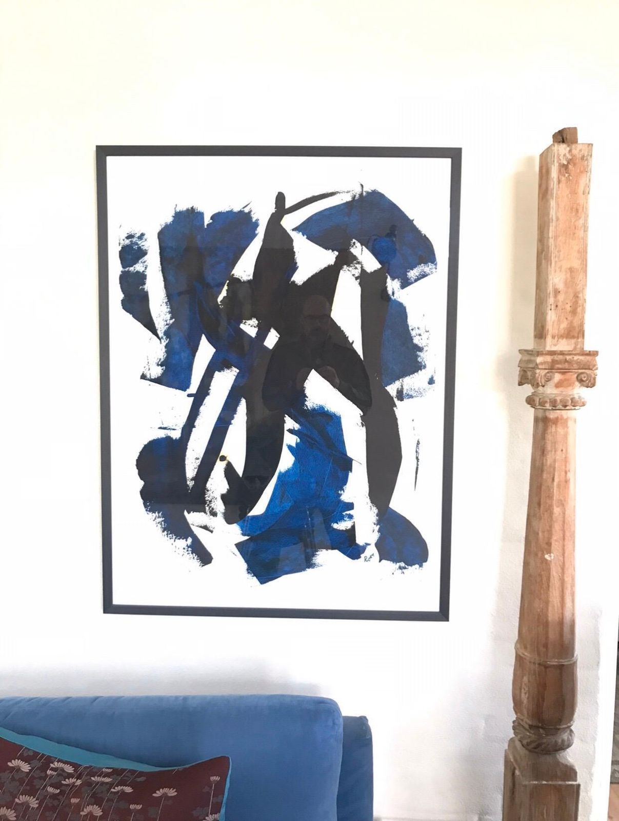 Oil On Paper “Black Gives Way For Blue” By Jan Rose photo furniture