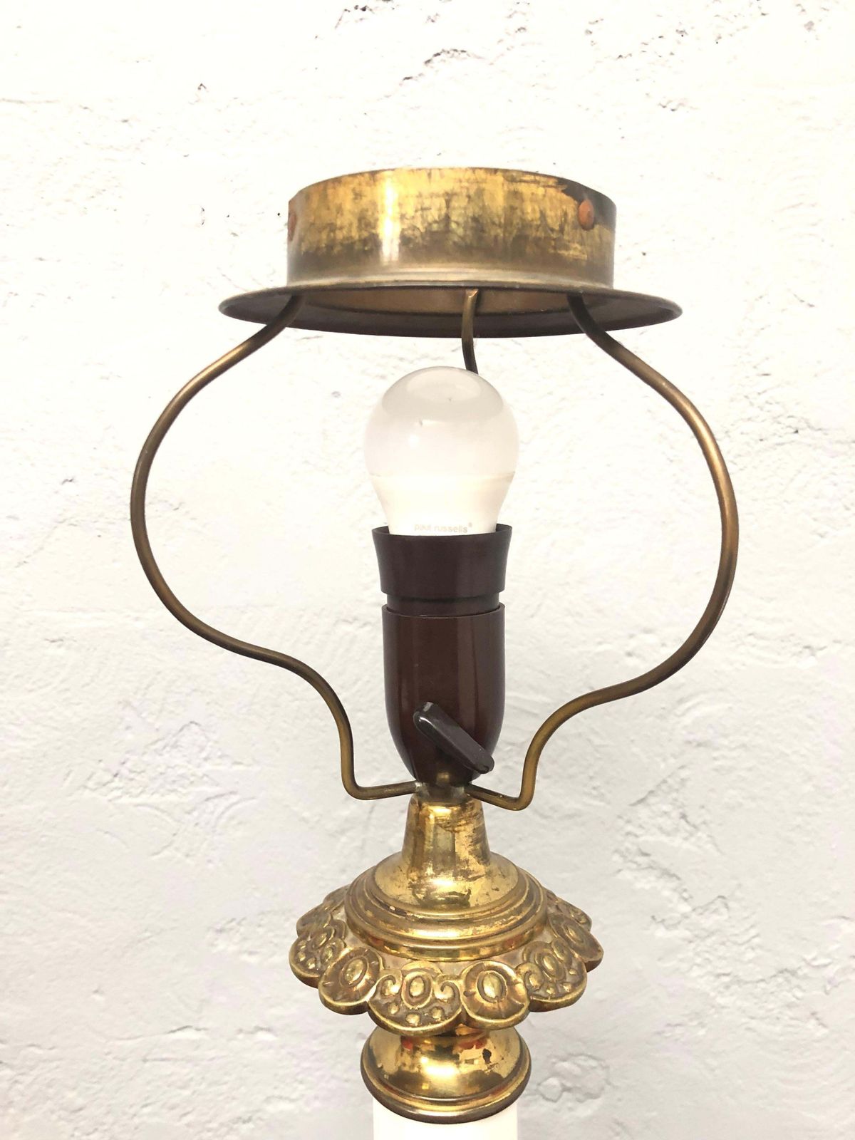 Large Antique Heiberg Ceramic Electrified Oil Table Lamp photo vintage