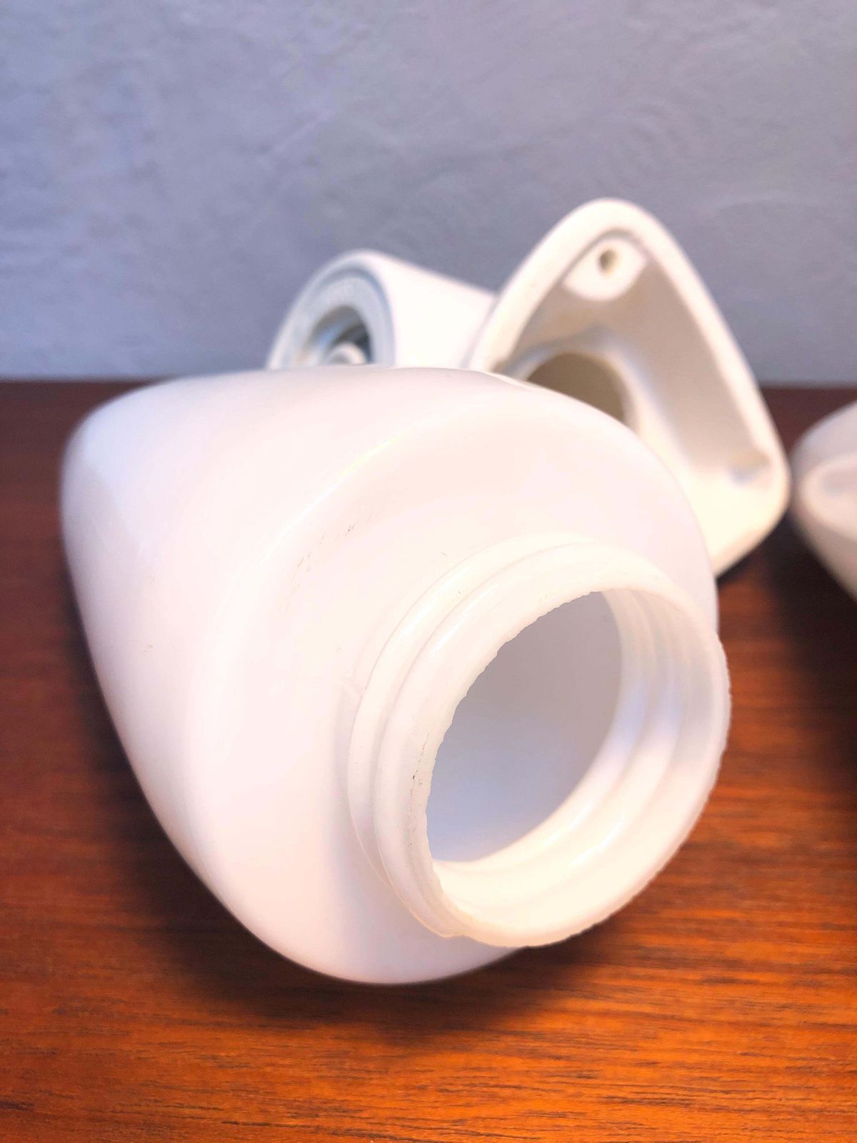 photo furniture Vintage Ifö Of Sweden Ceramic Bathroom Lamps With Opaline Shades From The 1960s