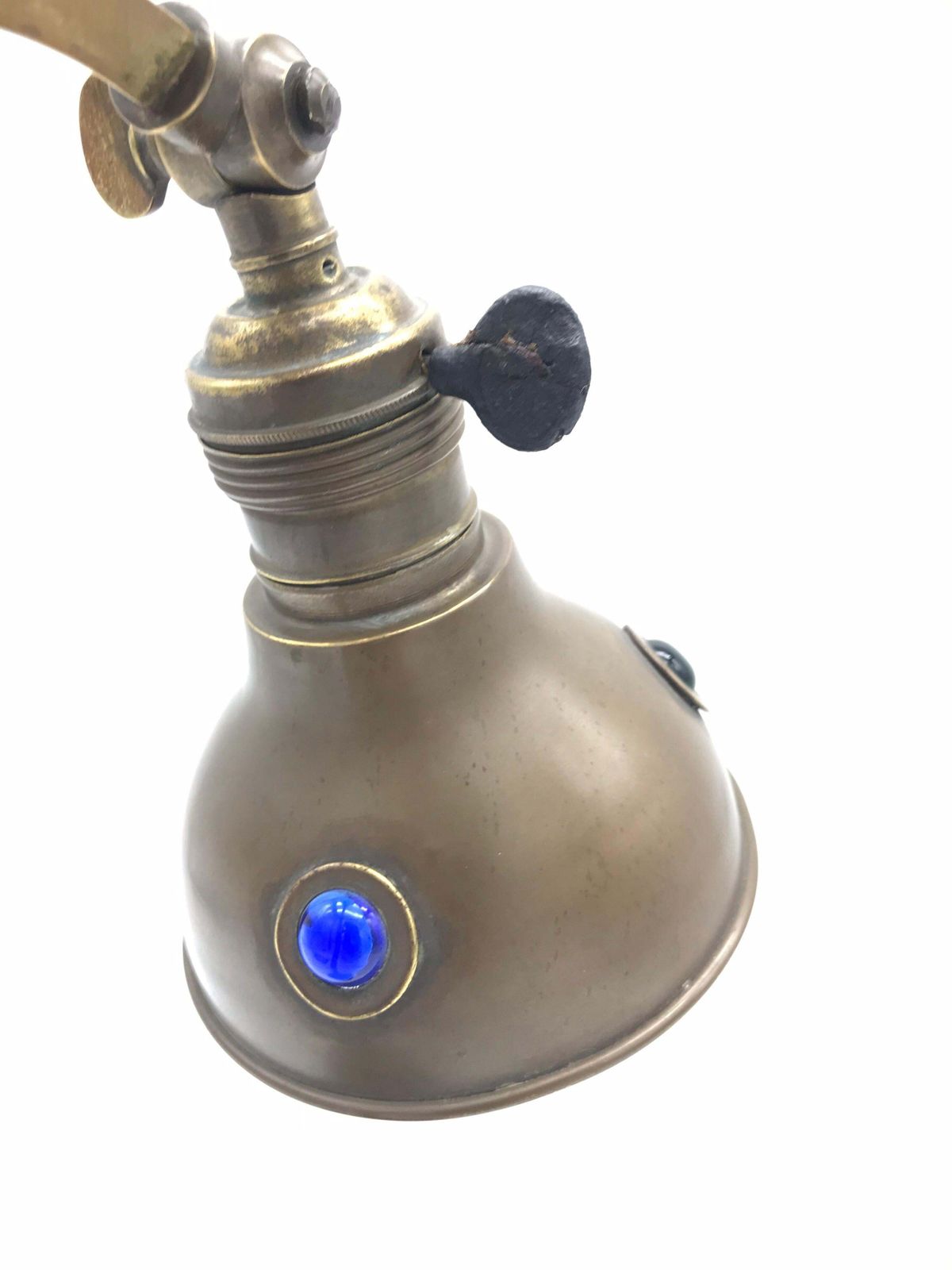 Italian Art Deco Table Lamp From The 1930s In Copper With In Laid Glass Beads photo vintage