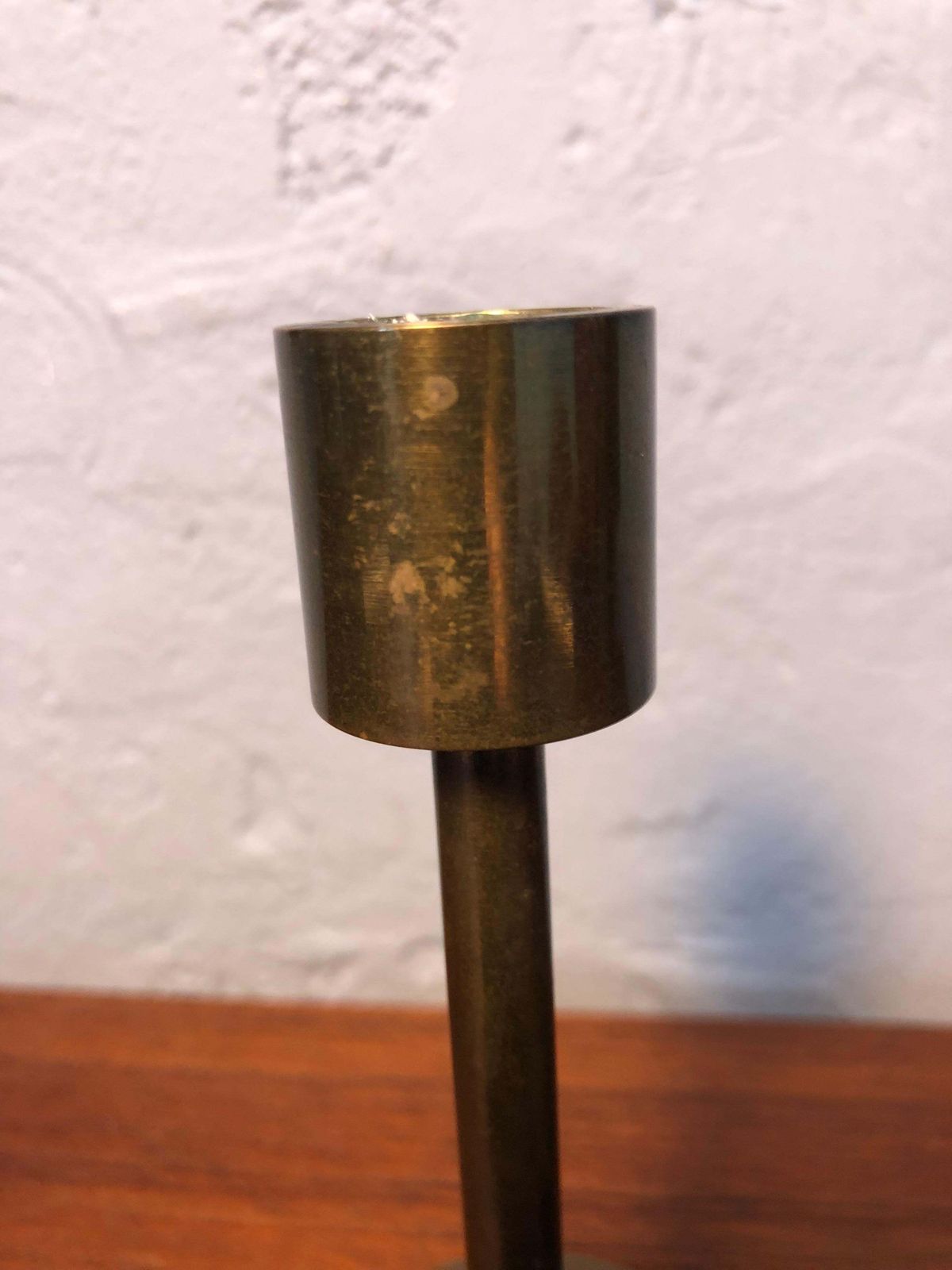 Pair Of Mid Century Danish Brass Candle Holders photo vintage