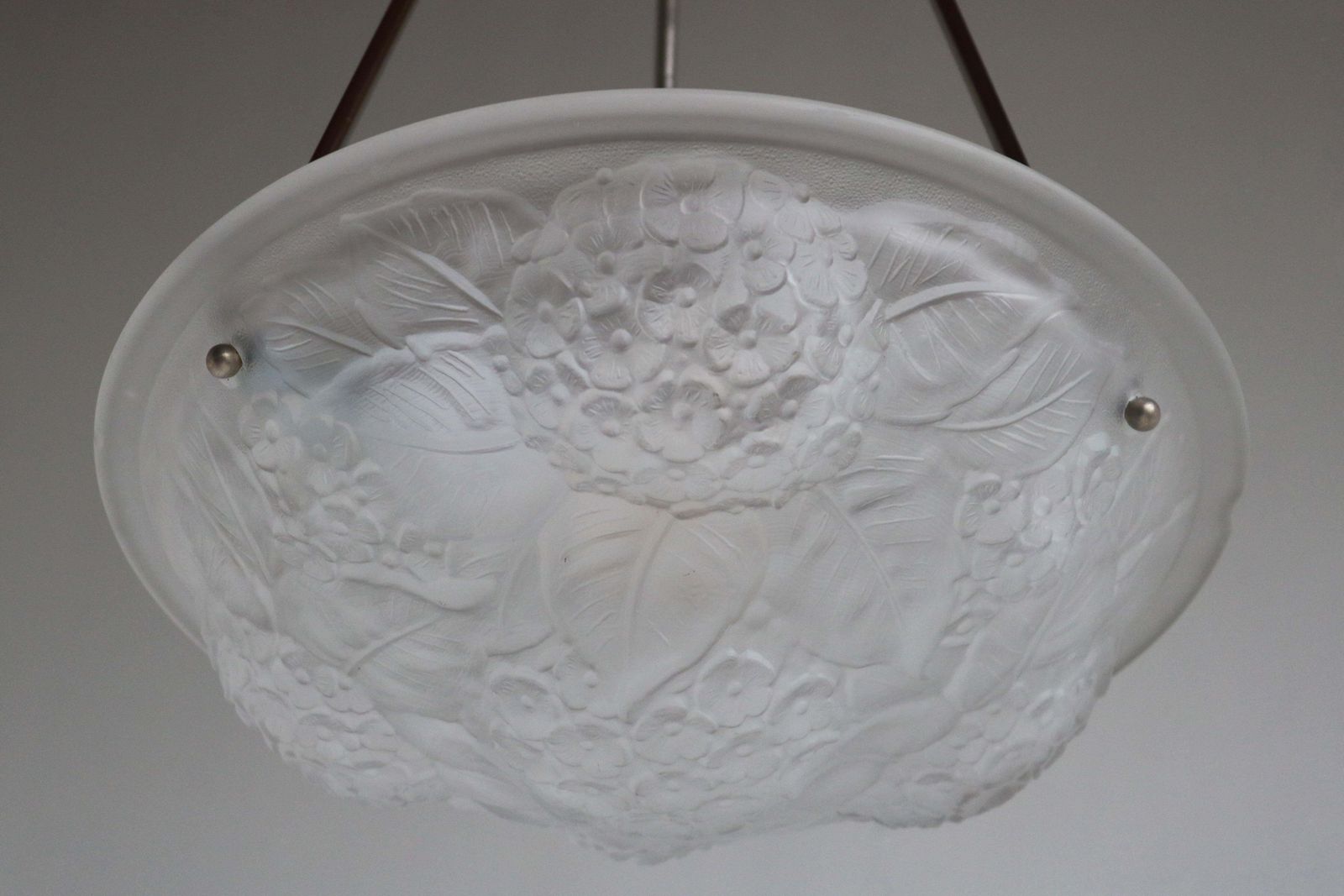 Antique Floral Art Deco / Art Nouveau French 1920 Chandelier Pendant Light Glass photo for sale