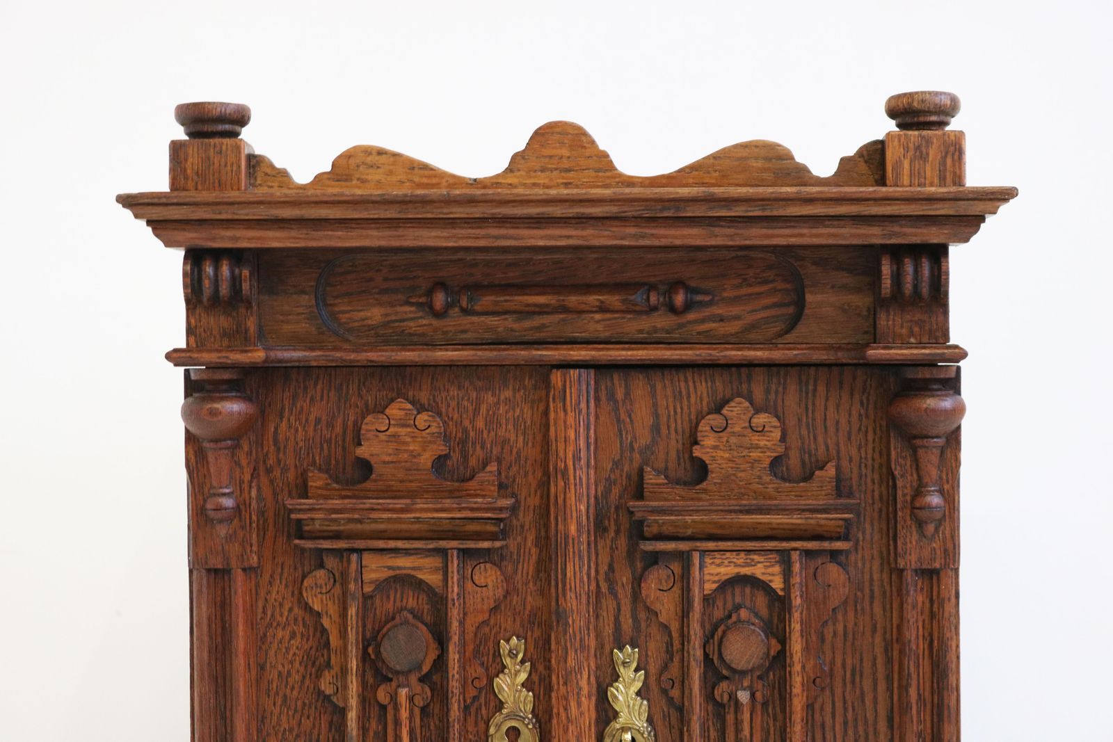 Antique 19th Century Neoclassical Wall Cabinet / Small Cabinet Carved Oak photo Furniture
