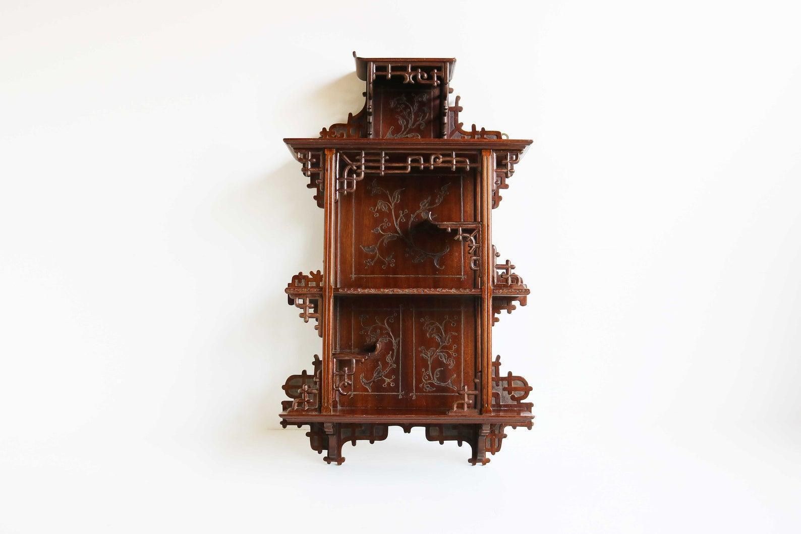 Antique Art Nouveau Wall Cabinet Mahogany 1890 Japanse Gabriel Vierdot Style photo furniture