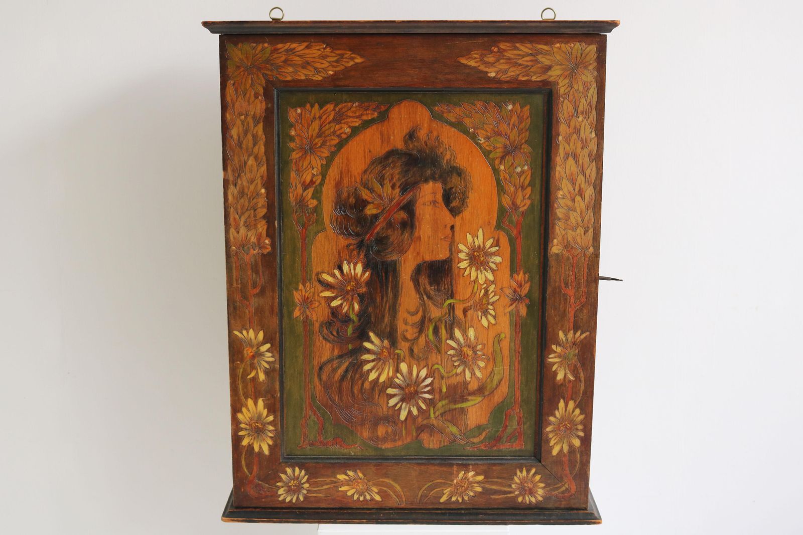 French Art Nouveau Wall / Hanging Cabinet Attributed To Alphonse Mucha 1900 Wood photo furniture