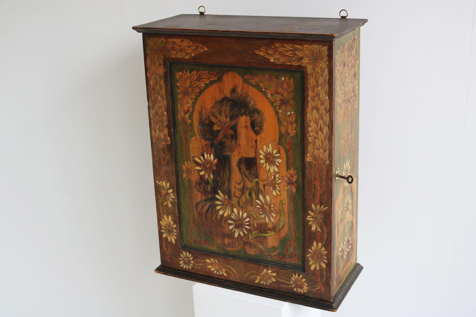 2298.0 French Art Nouveau Wall / Hanging Cabinet Attributed To Alphonse Mucha 1900 Wood photo