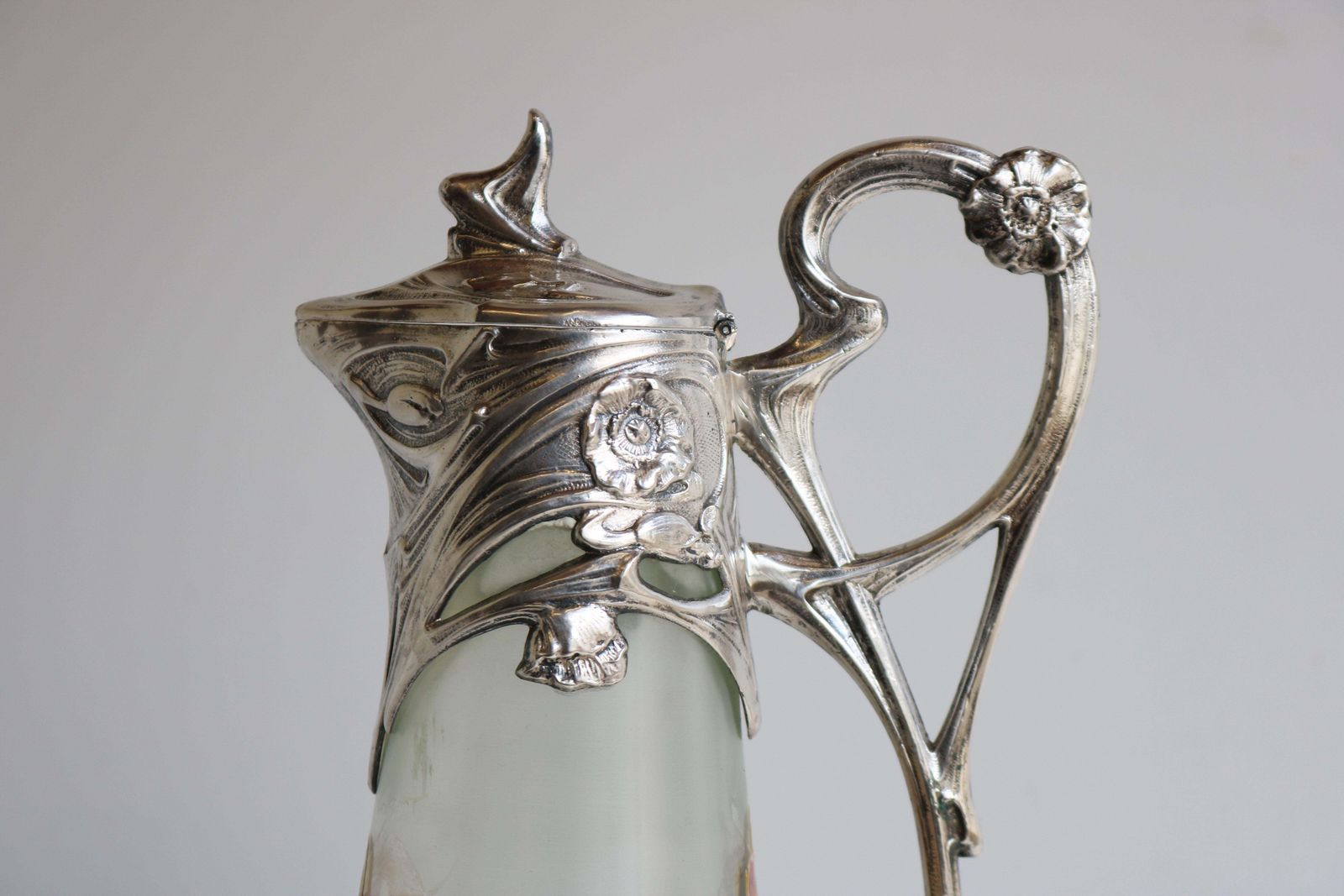 Franse Art Nouveau Karaf / Kan In Verzilverd Glas Door J. Barian, 1900 photo buy