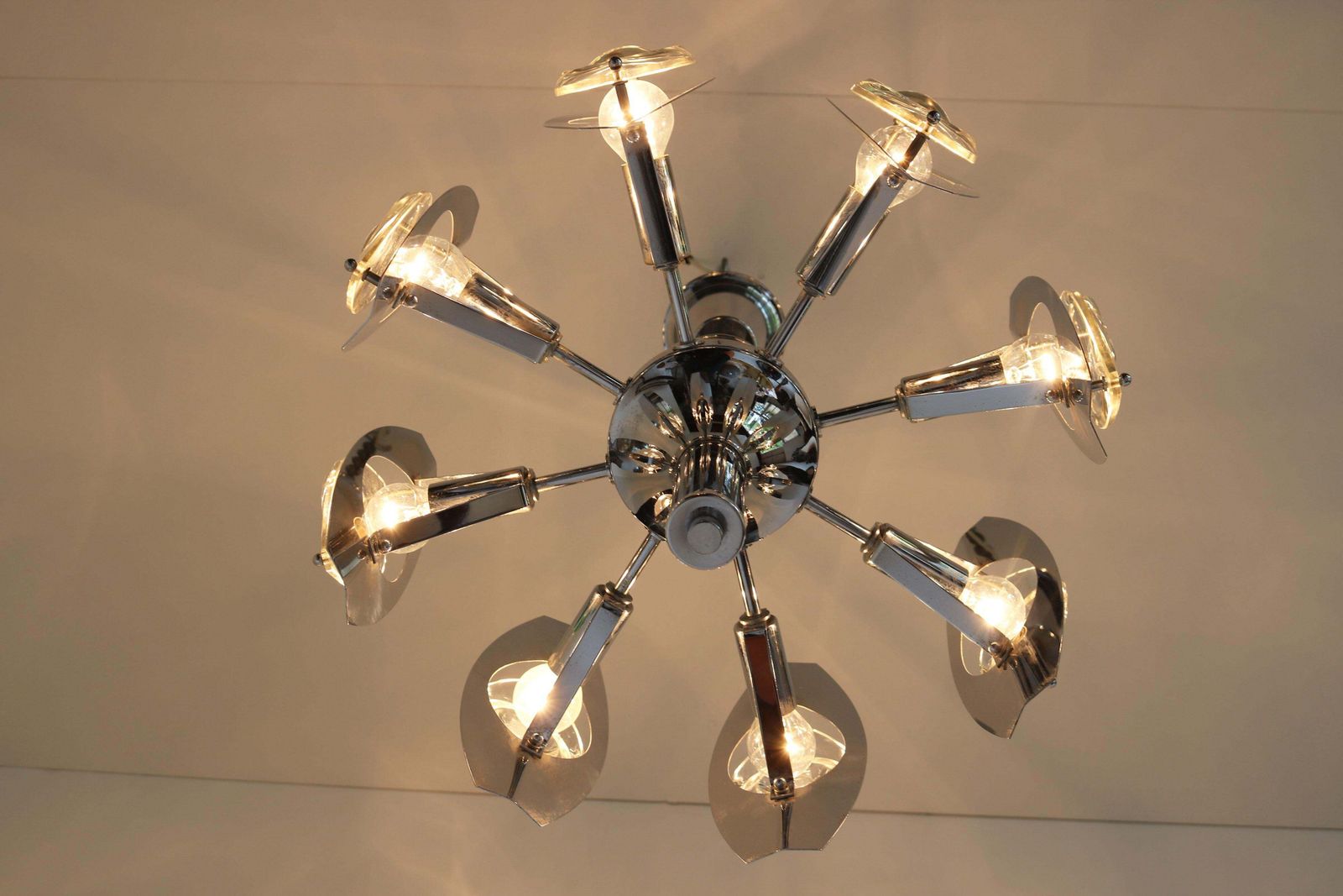 Lighting 1960 Italian Design Chandelier By Oscar Torlasco For Stilkronen Italy Space Age photo