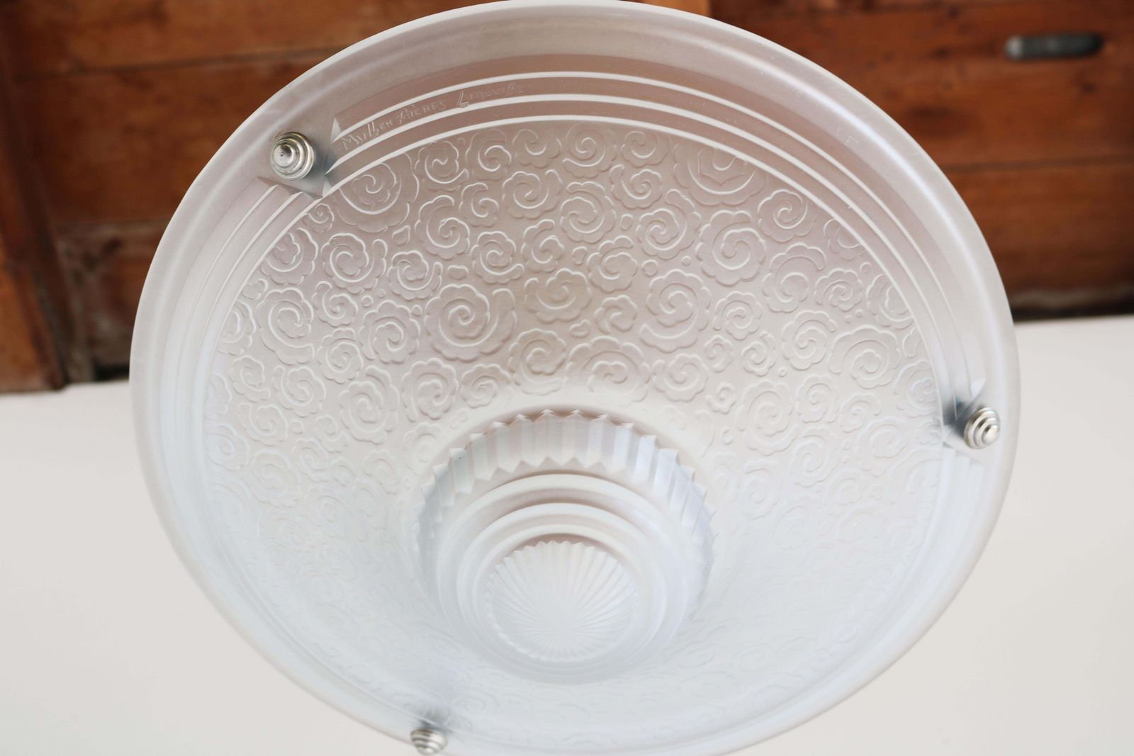 photo for sale French Art Deco Chandelier By Muller Freres Luneville 1930 Pendant / Flush Mount