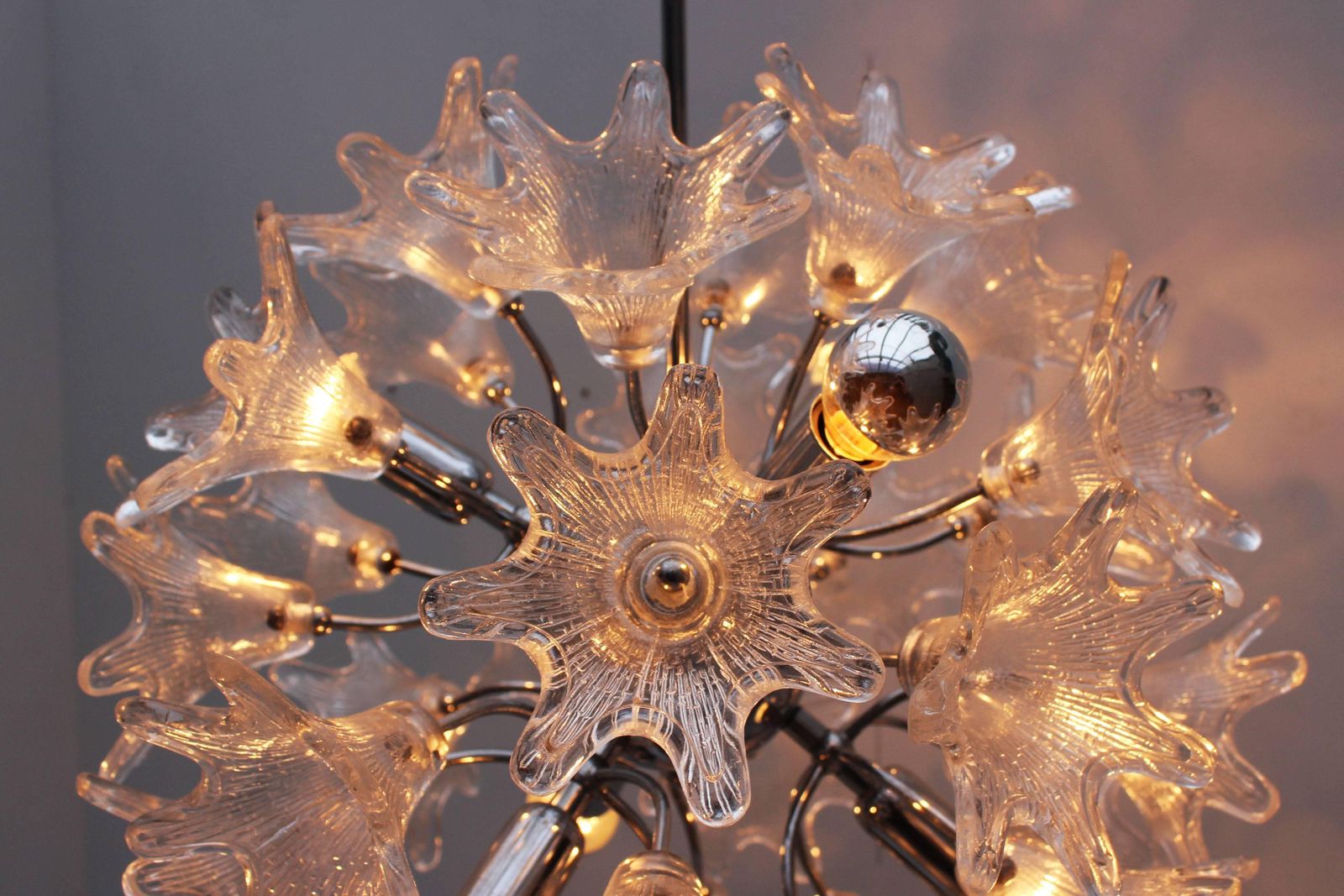 Midcentury Italian Murano Glass Sputnik Chandelier By Paolo Venini For Veart photo for sale