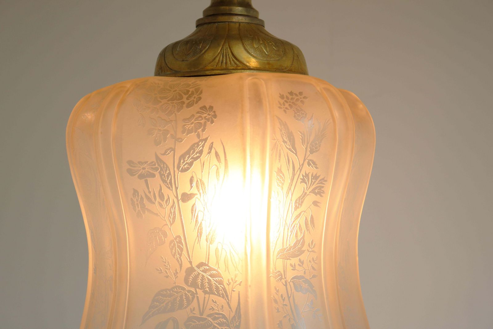 Large Antique French Art Nouveau Pedant Light 1910 Floral Glass Light Chandelier photo Lighting