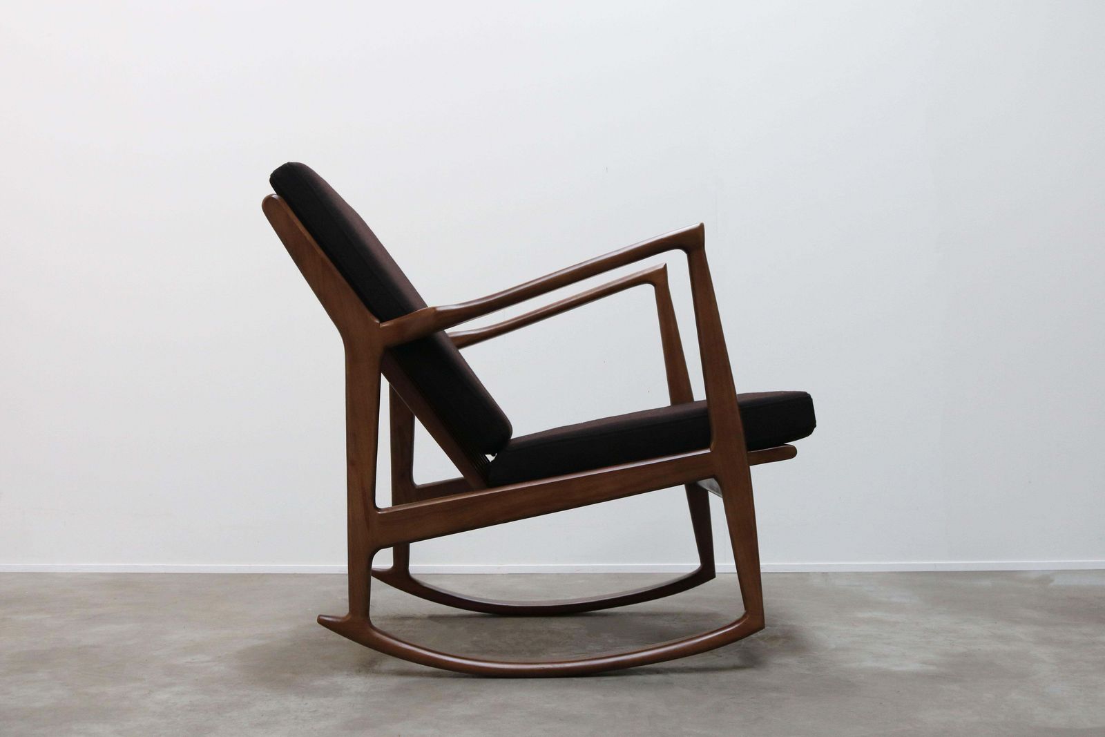 photo for sale 1 Of 2 Danish Design Style 1950 New Modern Rocking Chair Walnut Brown Cashmere