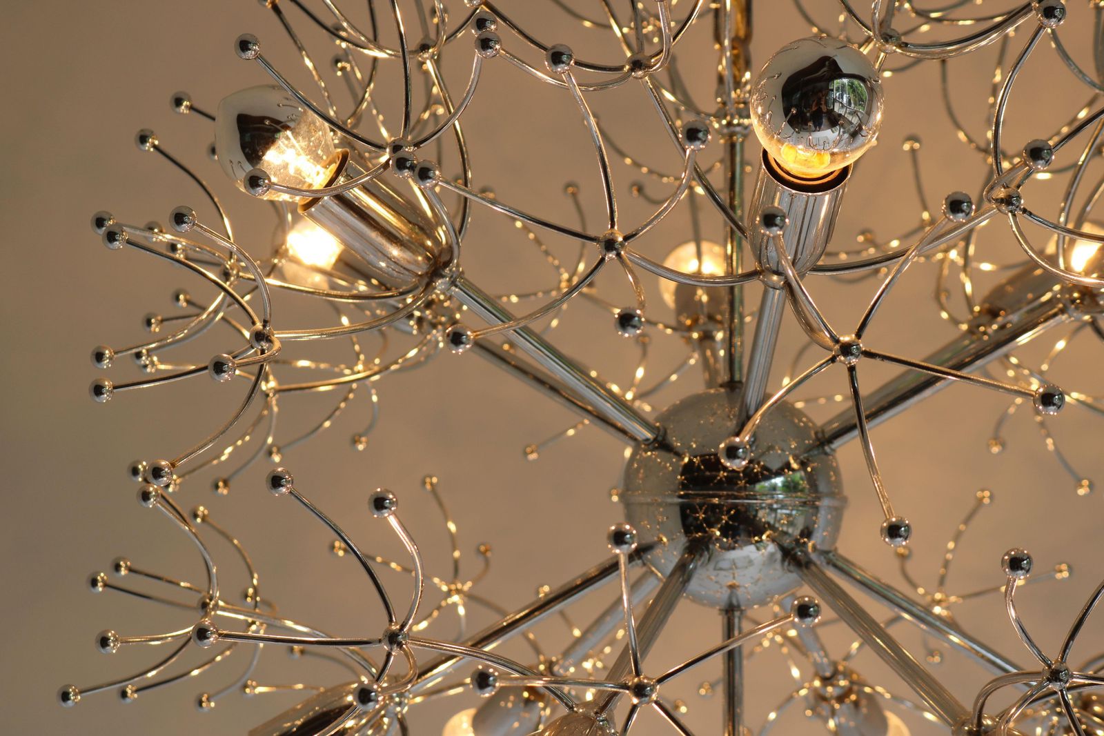photo for sale Mid Century Design Chandelier By Gaetano Sciolari Model: Dandelion 1960 Sputnik