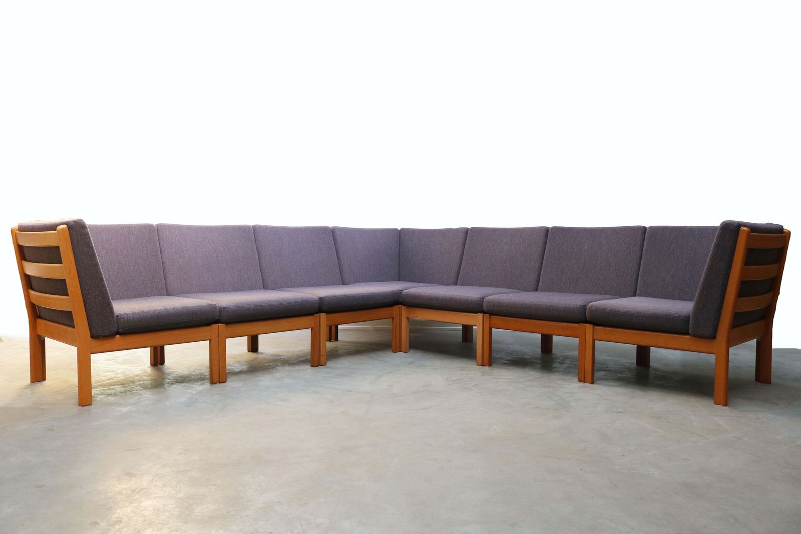 Large Modular Sofa Ge 280 By Hans J. Wegner For Getama Oak Blue Grey photo furniture