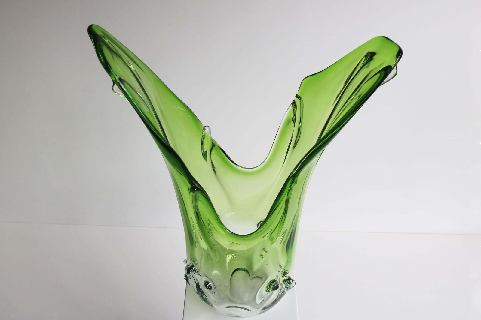 Large 5.4kg Italian Murano Glass Vase Attr. Fratelli Toso 1950 Green Sommerso photo Home Decor