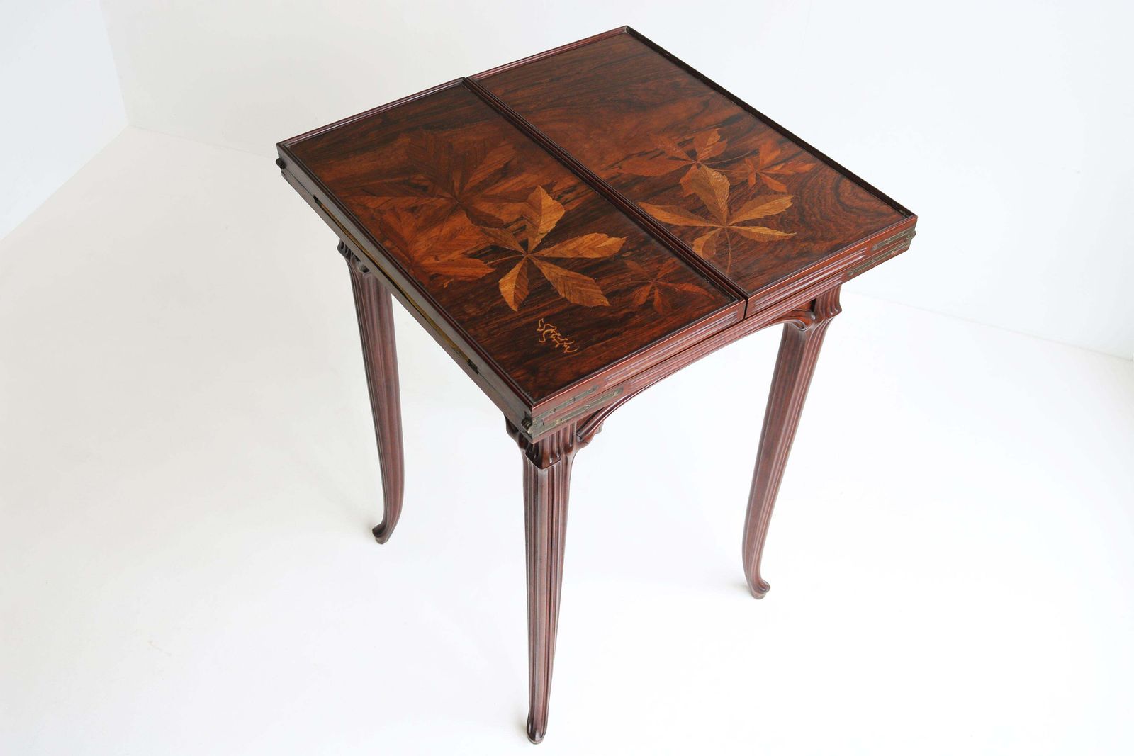 Original French Art Nouveau Game Table / Side Table By Emile Gallé 1905 Chestnut photo Furniture