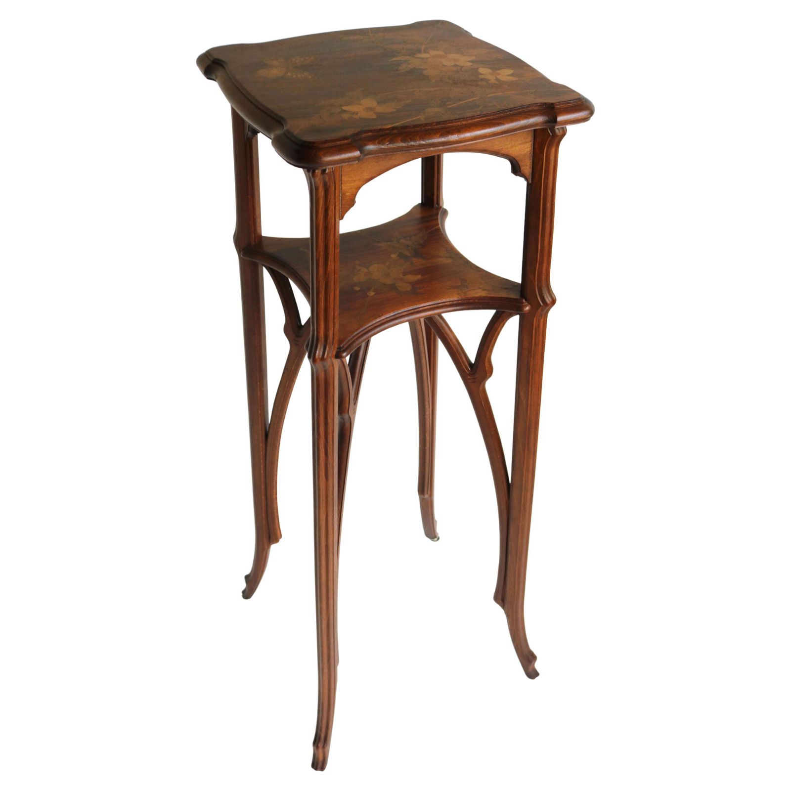 Original Art Nouveau Pedestal By Emile Galle 1890 French Antique Inlaid Table