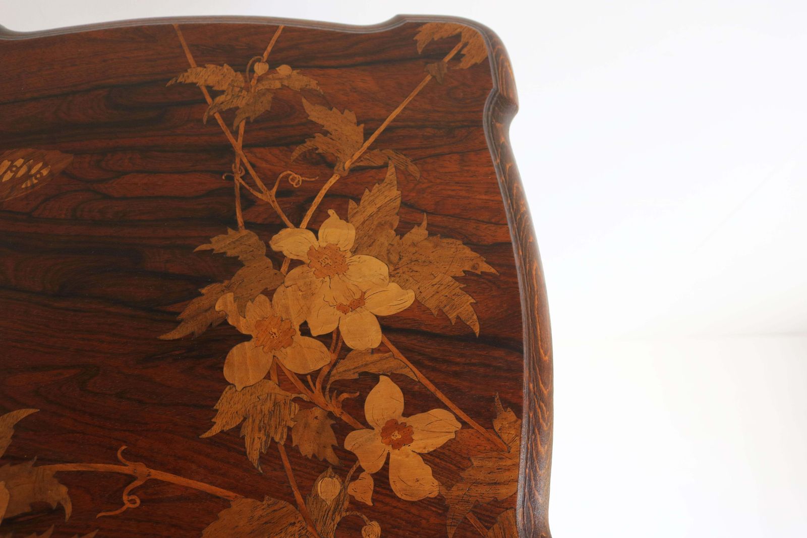 Original Art Nouveau Pedestal By Emile Galle 1890 French Antique Inlaid Table photo vintage