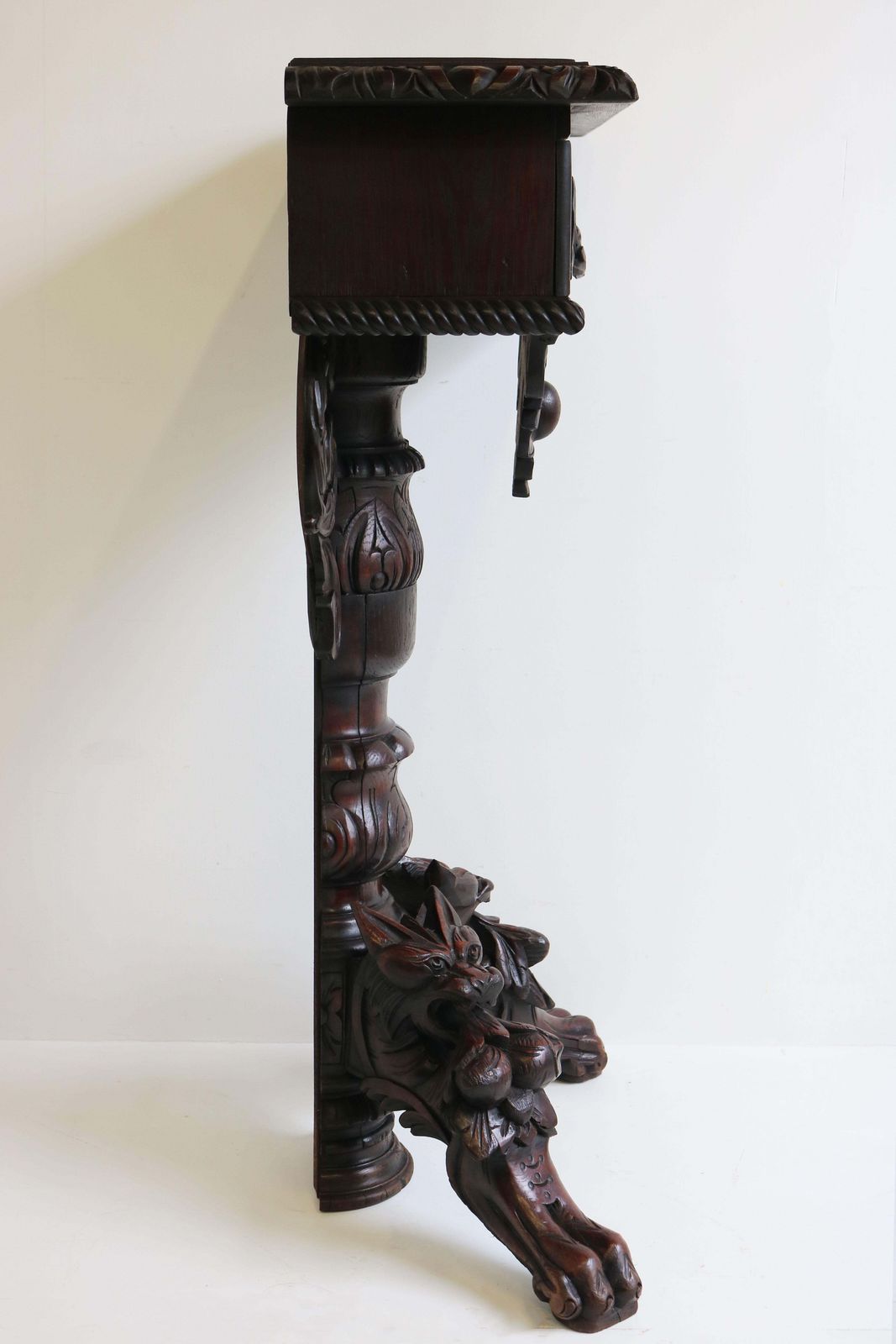 photo for sale Antique French 19th Century Hunt Console / Wall Table With Drawer Black Forest