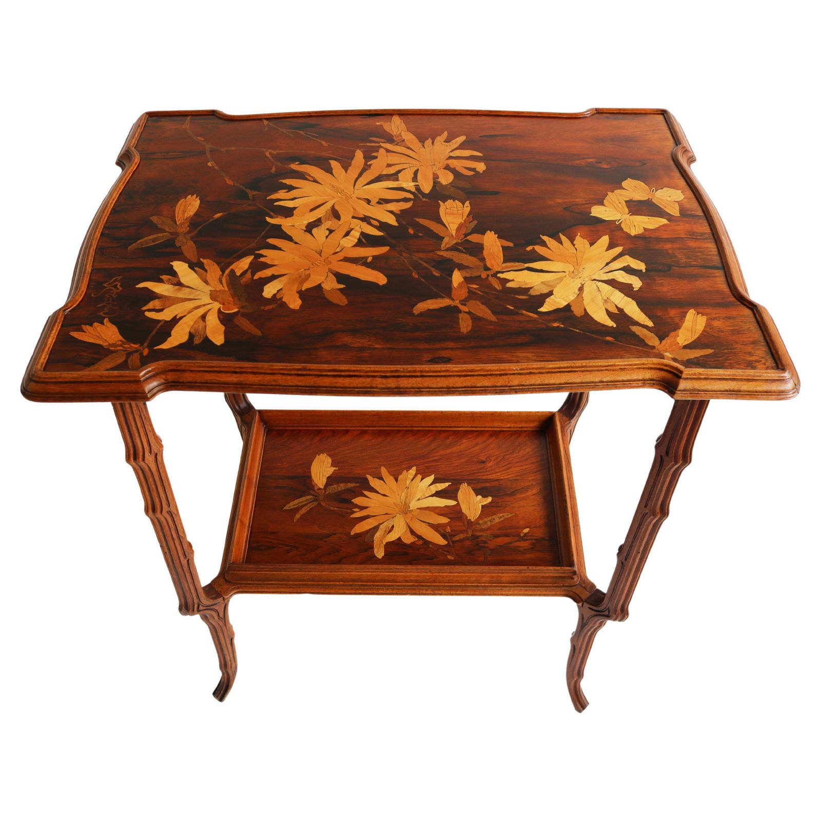 Franse Art Nouveau Marqueterie Tafel ''Japonisme'' Van Emile Gallé, 1900