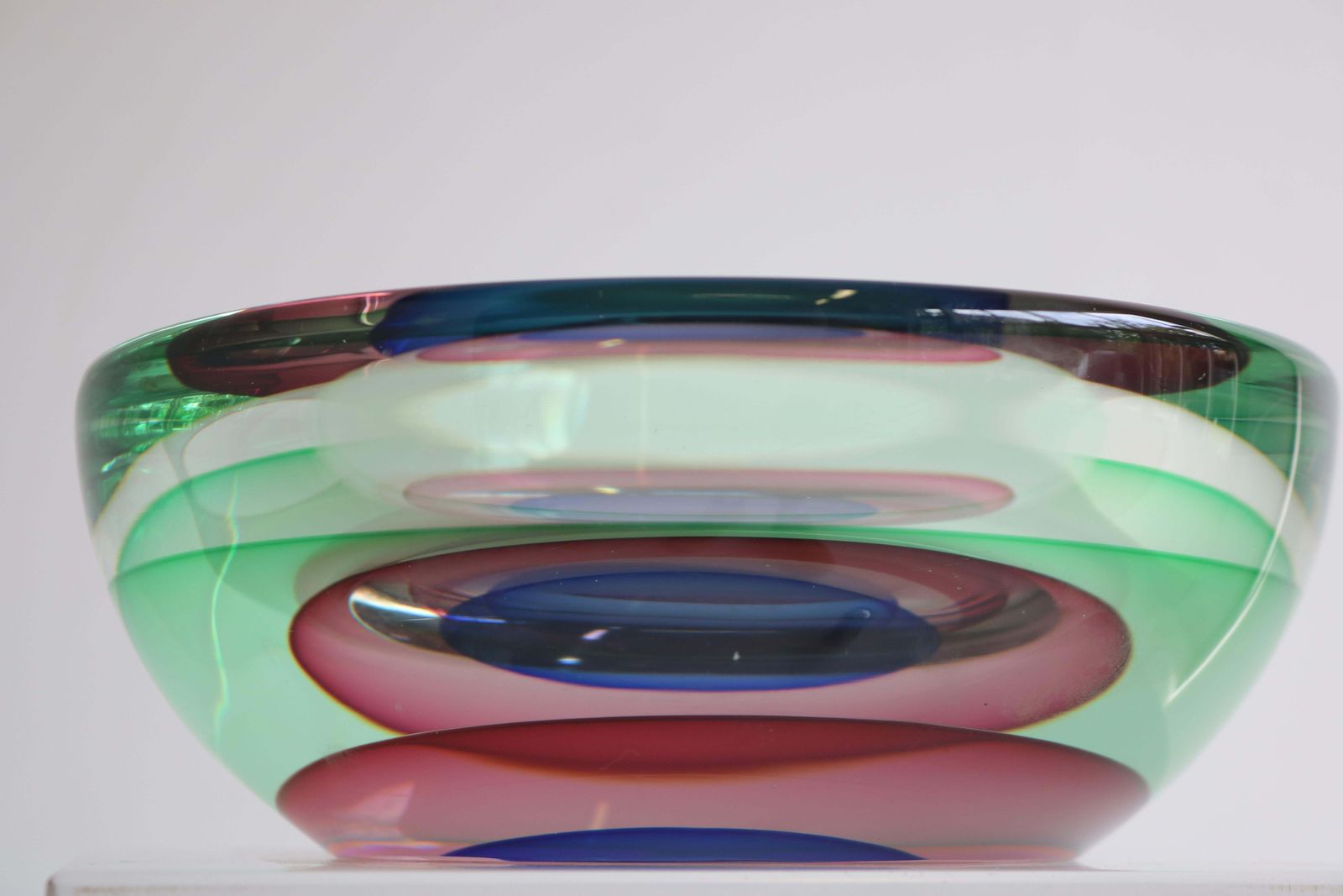 Italiaanse Sommerso Glazen Schaal Van Luigi Onesto, 1960, Gesigneerd Murano Glas, Mid Century photo vinterior