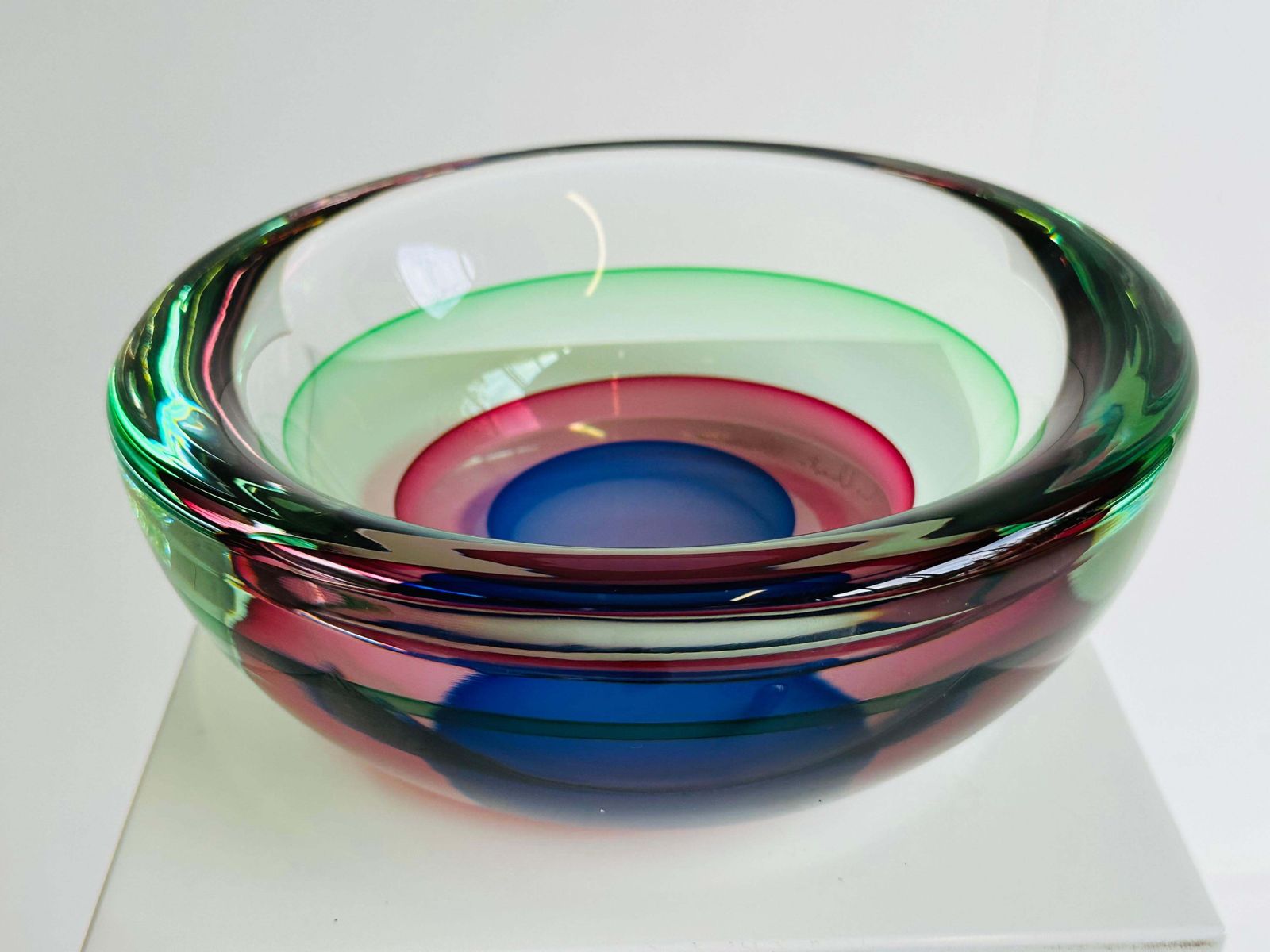 photo vinterior Italiaanse Sommerso Glazen Schaal Van Luigi Onesto, 1960, Gesigneerd Murano Glas, Mid Century