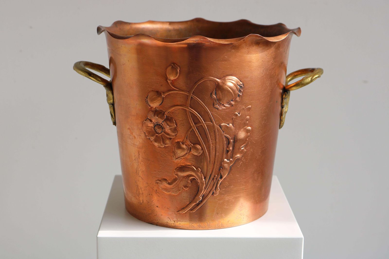 Antique Wmf Art Nouveau Wine Cooler Champagne Holder Ice Bucket Copper Brass 20s photo buy