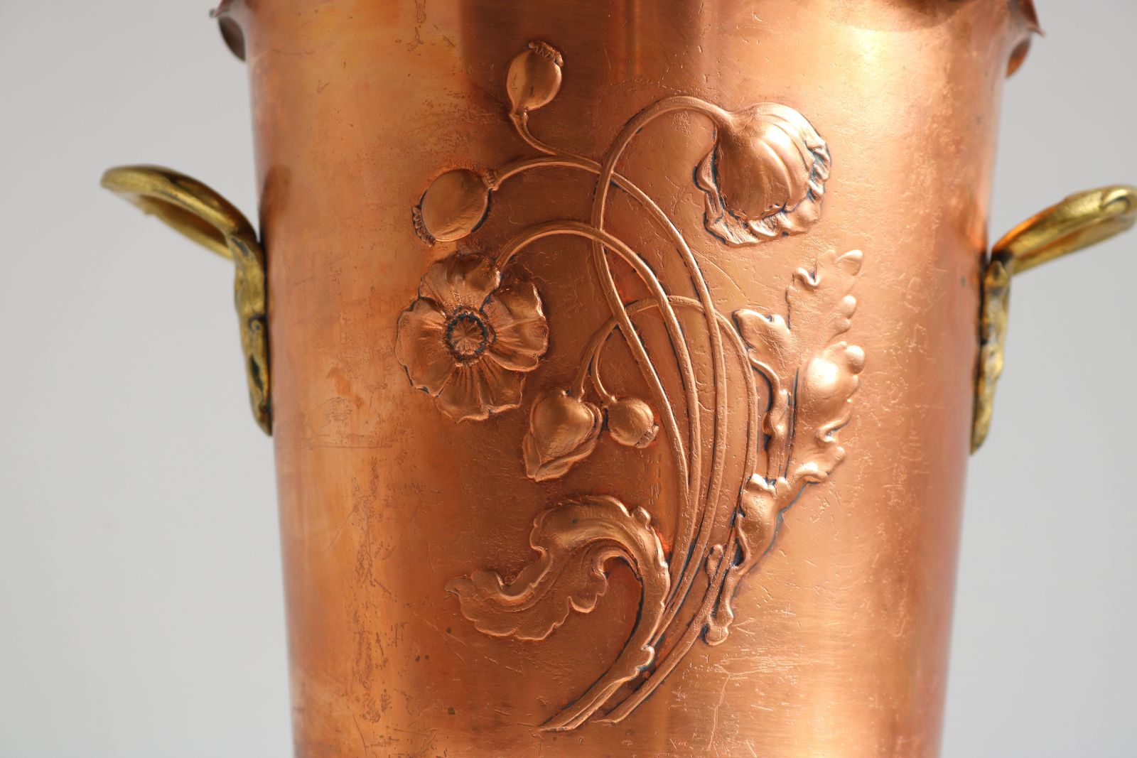 Antique Wmf Art Nouveau Wine Cooler Champagne Holder Ice Bucket Copper Brass 20s photo vintage