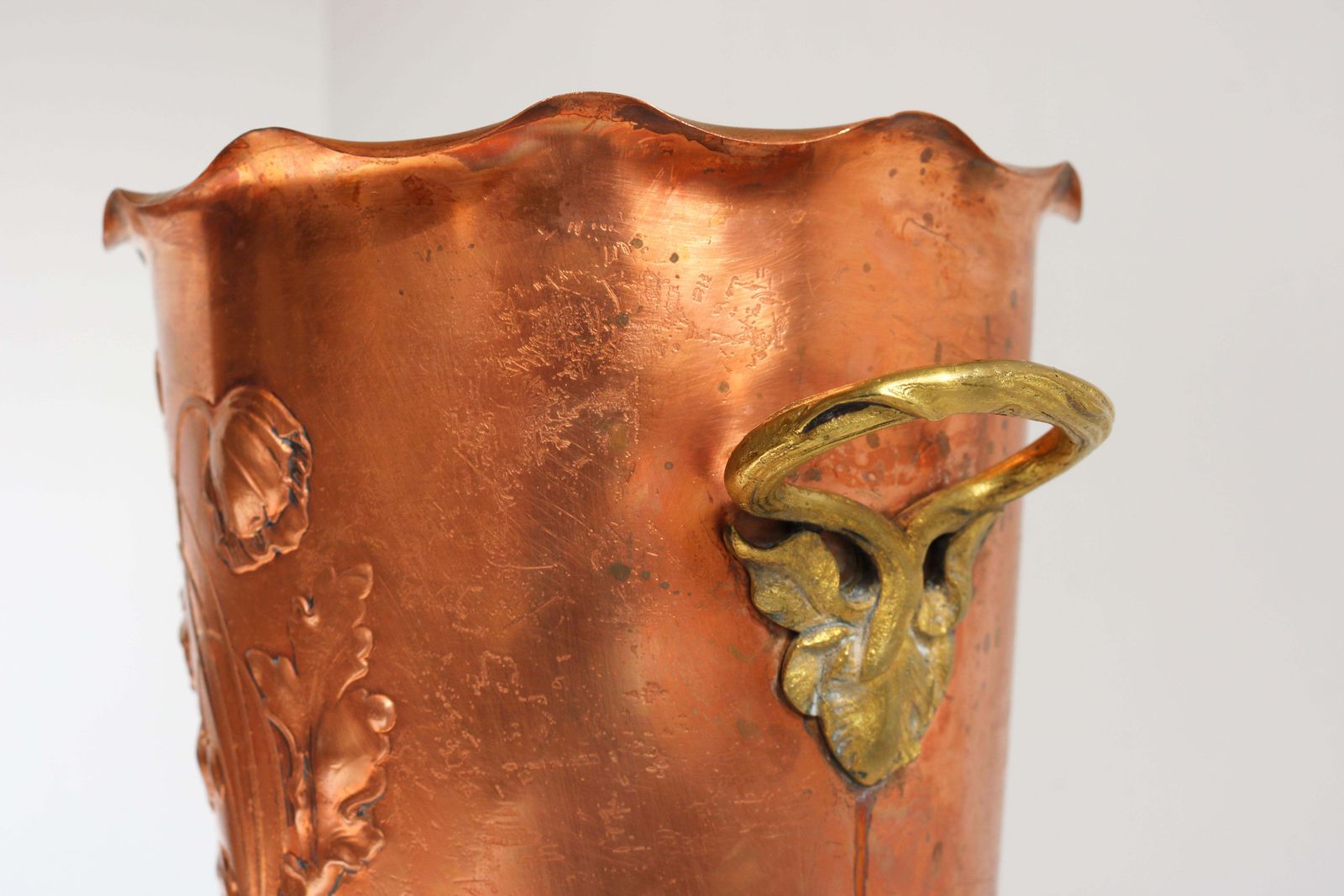photo vinterior Antique Wmf Art Nouveau Wine Cooler Champagne Holder Ice Bucket Copper Brass 20s