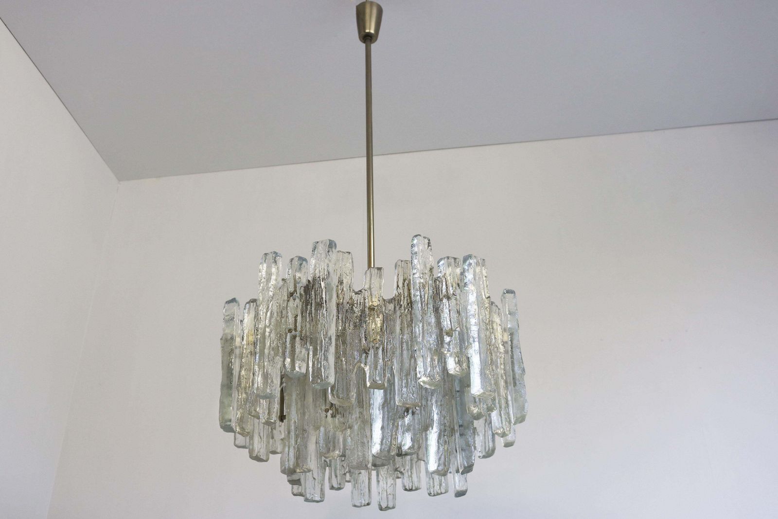 2878.0 Large Mid Century Modern Chandelier Ice Glass From J.T. Kalmar 18 Lights Austria photo