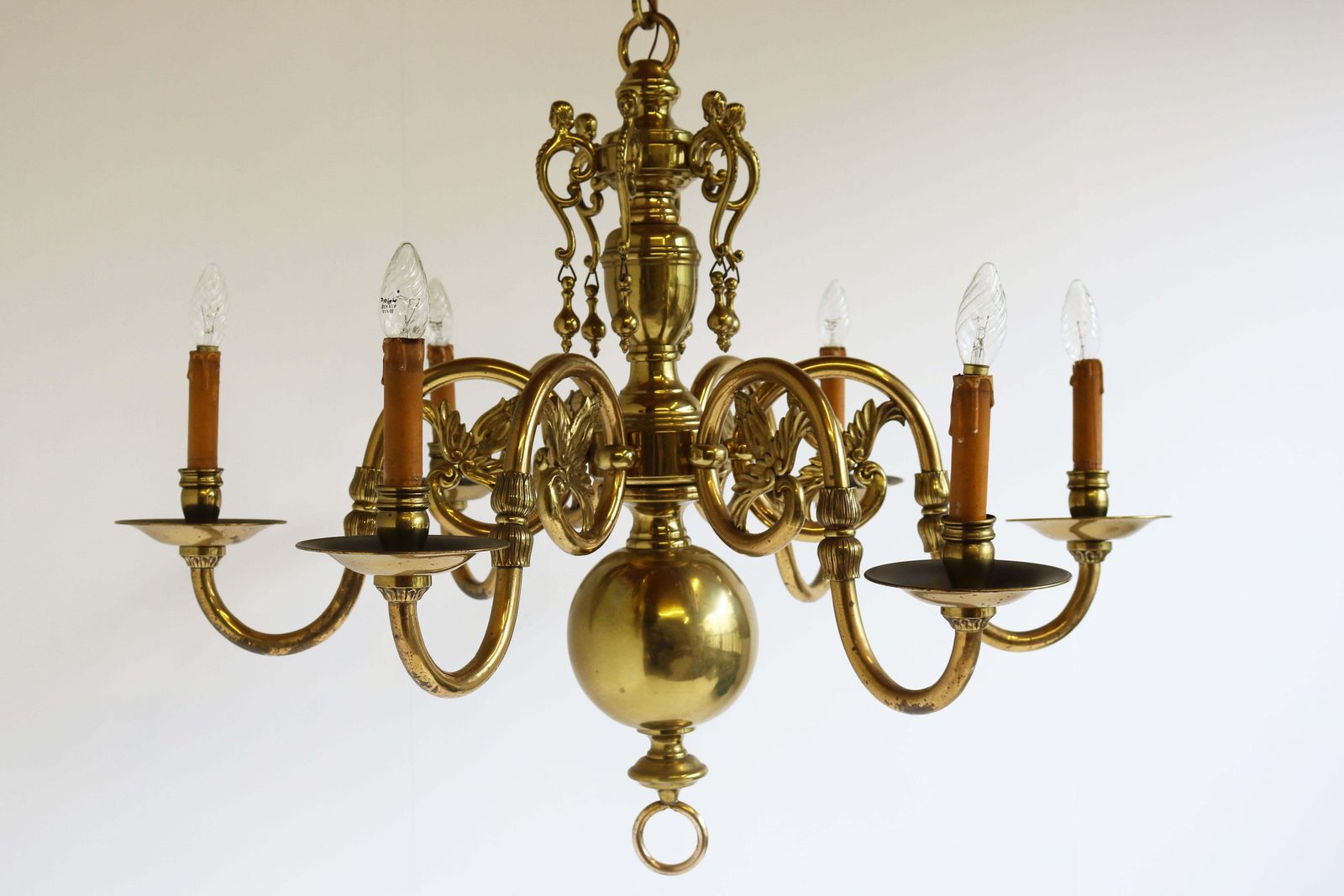 Antique Flemish Chandelier Georgian Style 19th Century Solid Brass Classic Lamp photo furniture