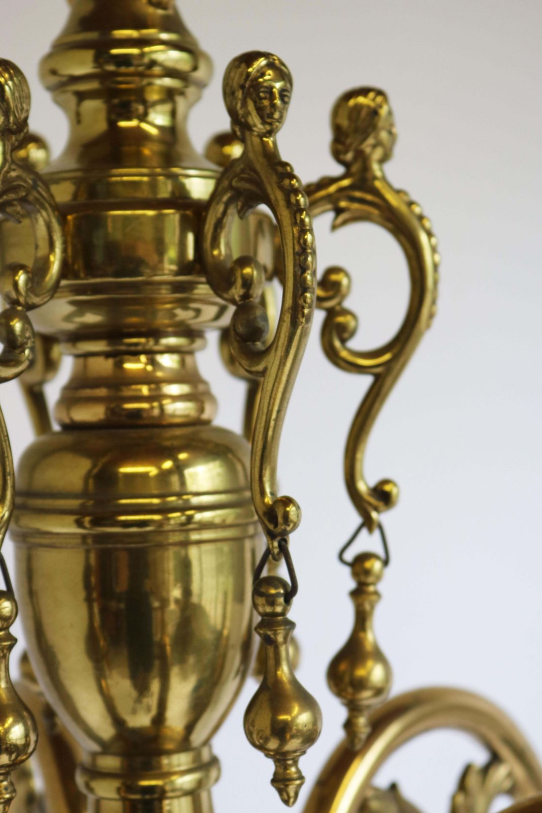 Antique Flemish Chandelier Georgian Style 19th Century Solid Brass Classic Lamp photo buy