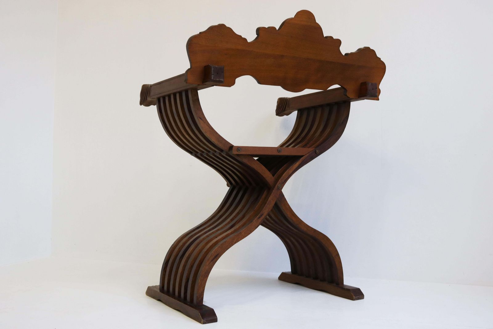 Furniture Italian 19th Century Renaissance Revival Savonarola Chair In Walnut Side Chair photo