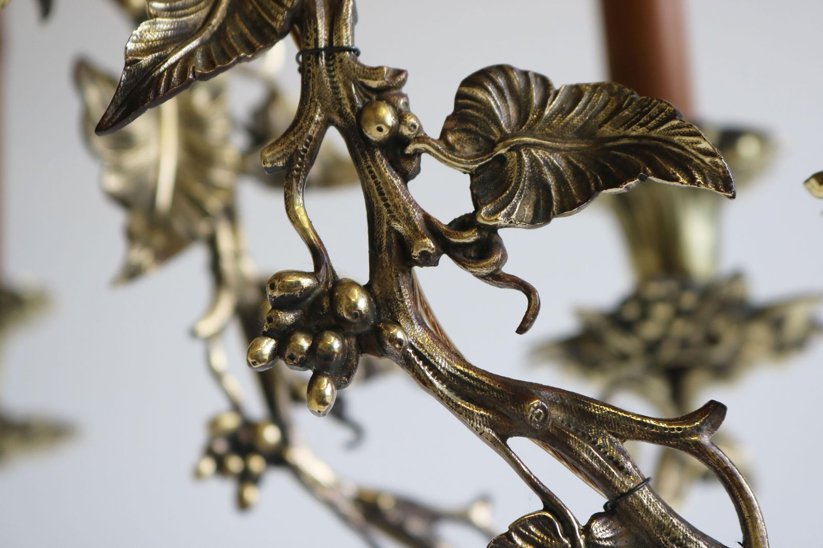 French Art Nouveau Hammered Brass Chandelier 1890 Antique 8 Lights Gold Floral photo 5027.0