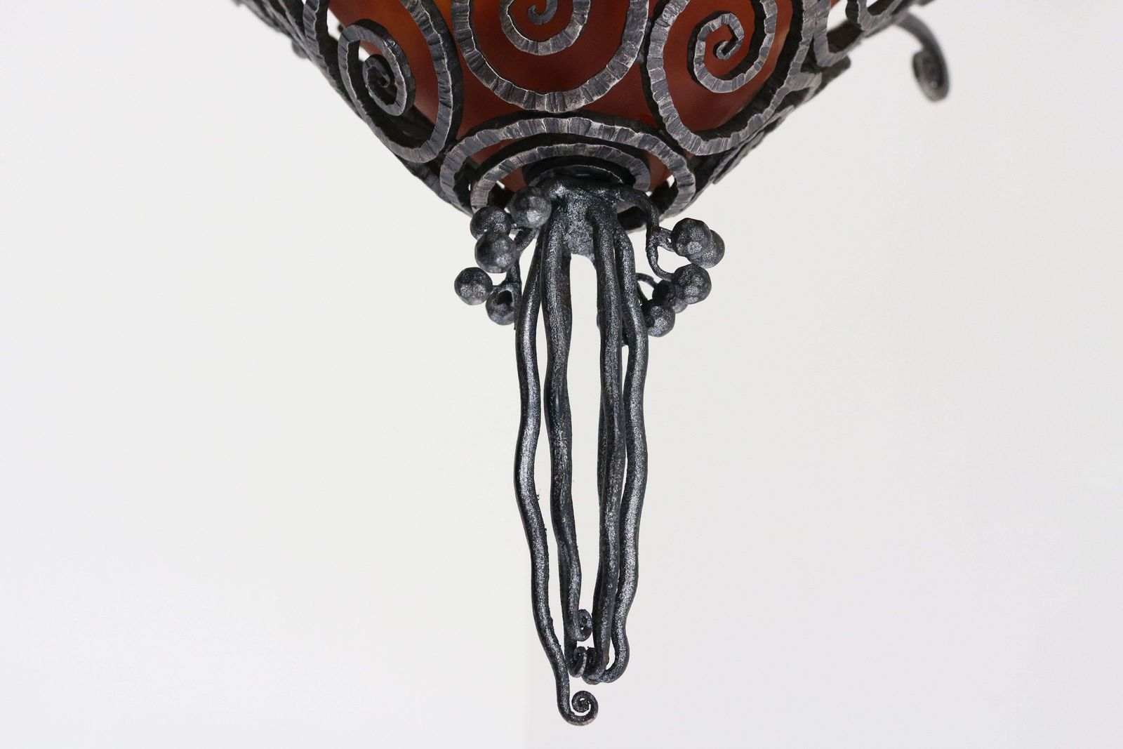 French Art Deco Wrought Iron Chandelier By Edgar Brandt & Daum Nancy 1920 Glass photo buy