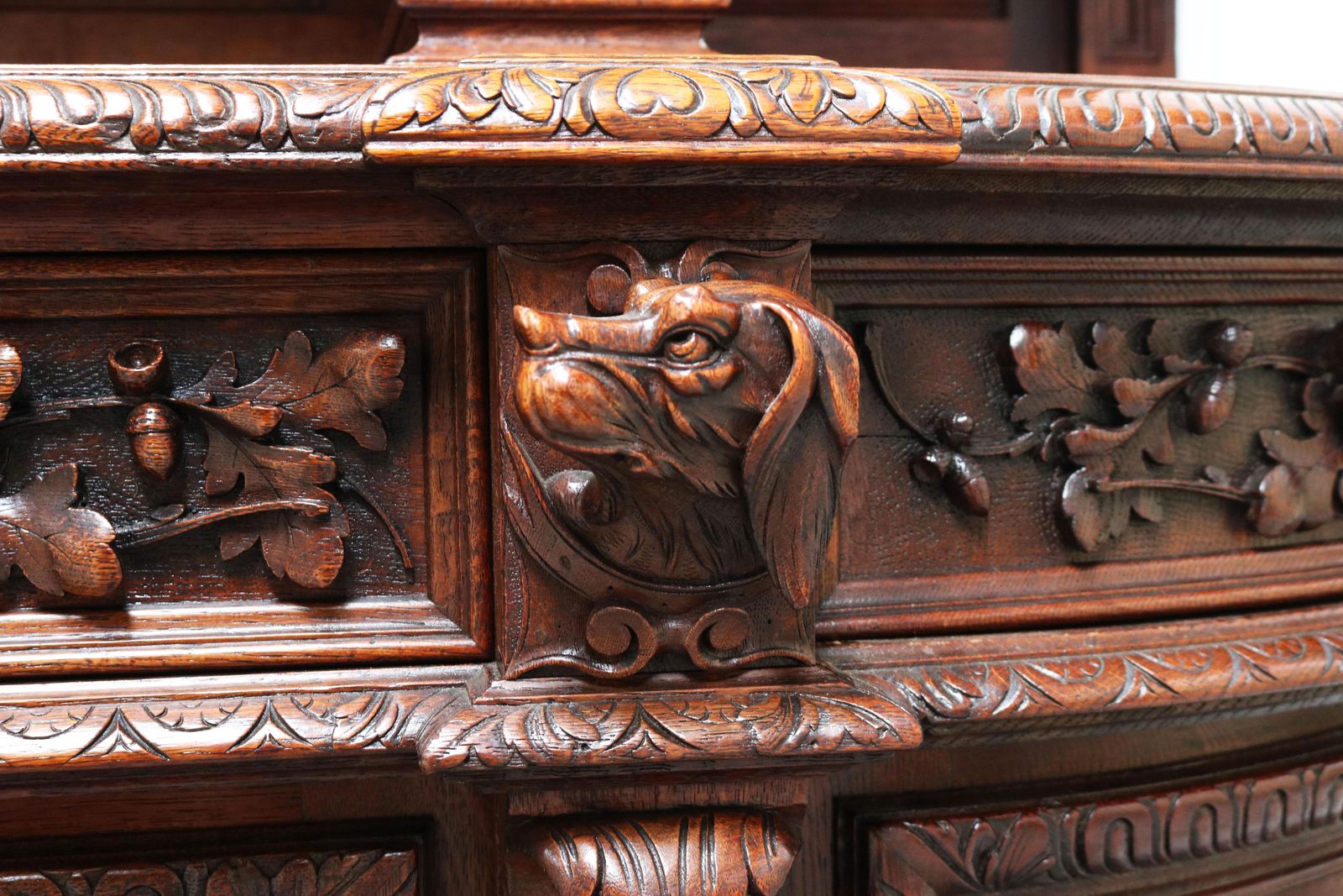 photo buy Monumental Hunt Cabinet 19th Century Carved Oak Black Forest French Renaissance