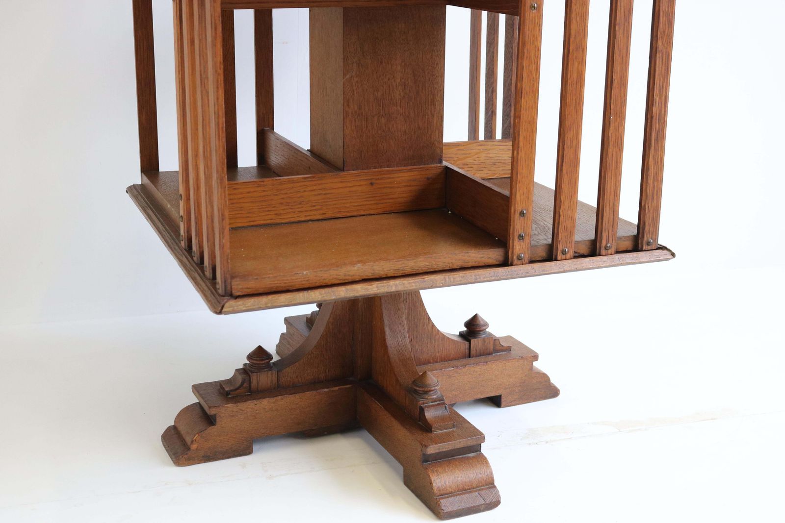 Zeldzame Grote Antieke Franse Art Deco Draaibare Boekenkast – Eiken – Studeerkamer/Bibliotheek/Kantoor photo Meubels