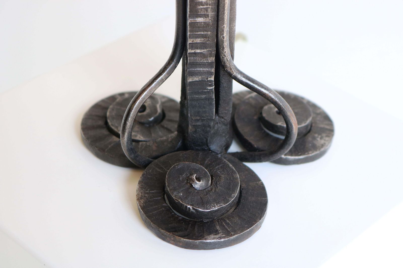 Antique Art Deco Table Lamp Design By Ezan 1930 France Wrought Iron & Ice Glass photo buy