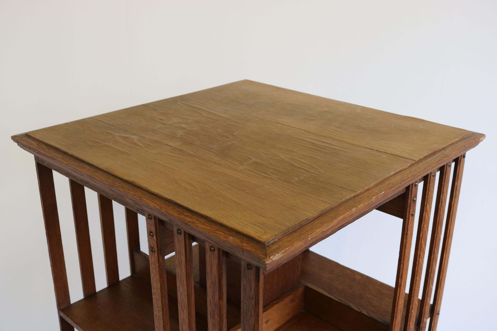 photo furniture Zeldzame Grote Antieke Franse Art Deco Draaibare Boekenkast – Eiken – Studeerkamer/Bibliotheek/Kantoor
