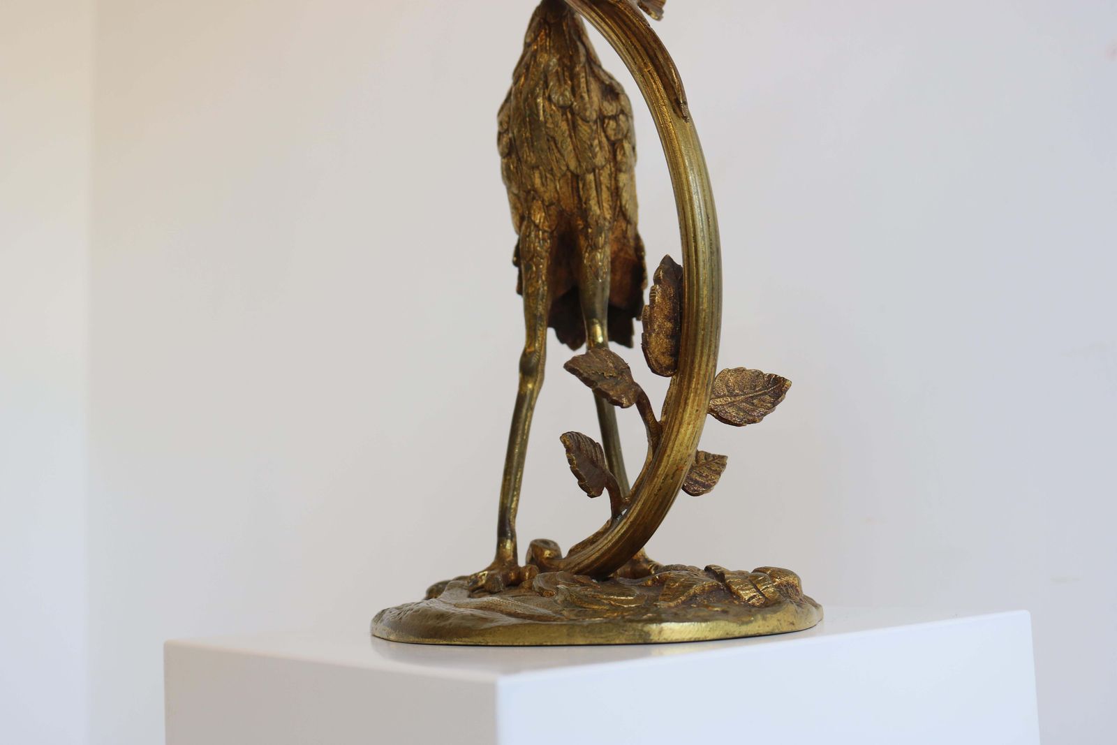 photo vinterior Antique French Art Nouveau Table Lamp Heron By Degue 1920 Pate De Verre Bronze