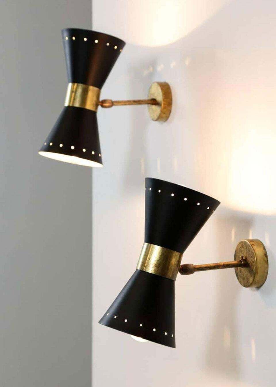 1 Of 6 Italian Modern Design Wall Light Diabolo Sconce Stilnovo Style Brass 1950 photo furniture