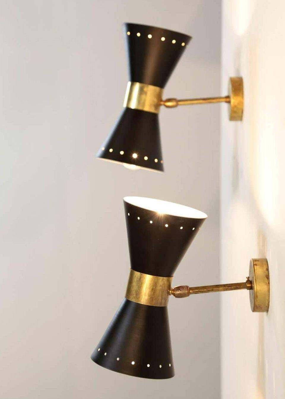 1 Of 6 Italian Modern Design Wall Light Diabolo Sconce Stilnovo Style Brass 1950 photo buy